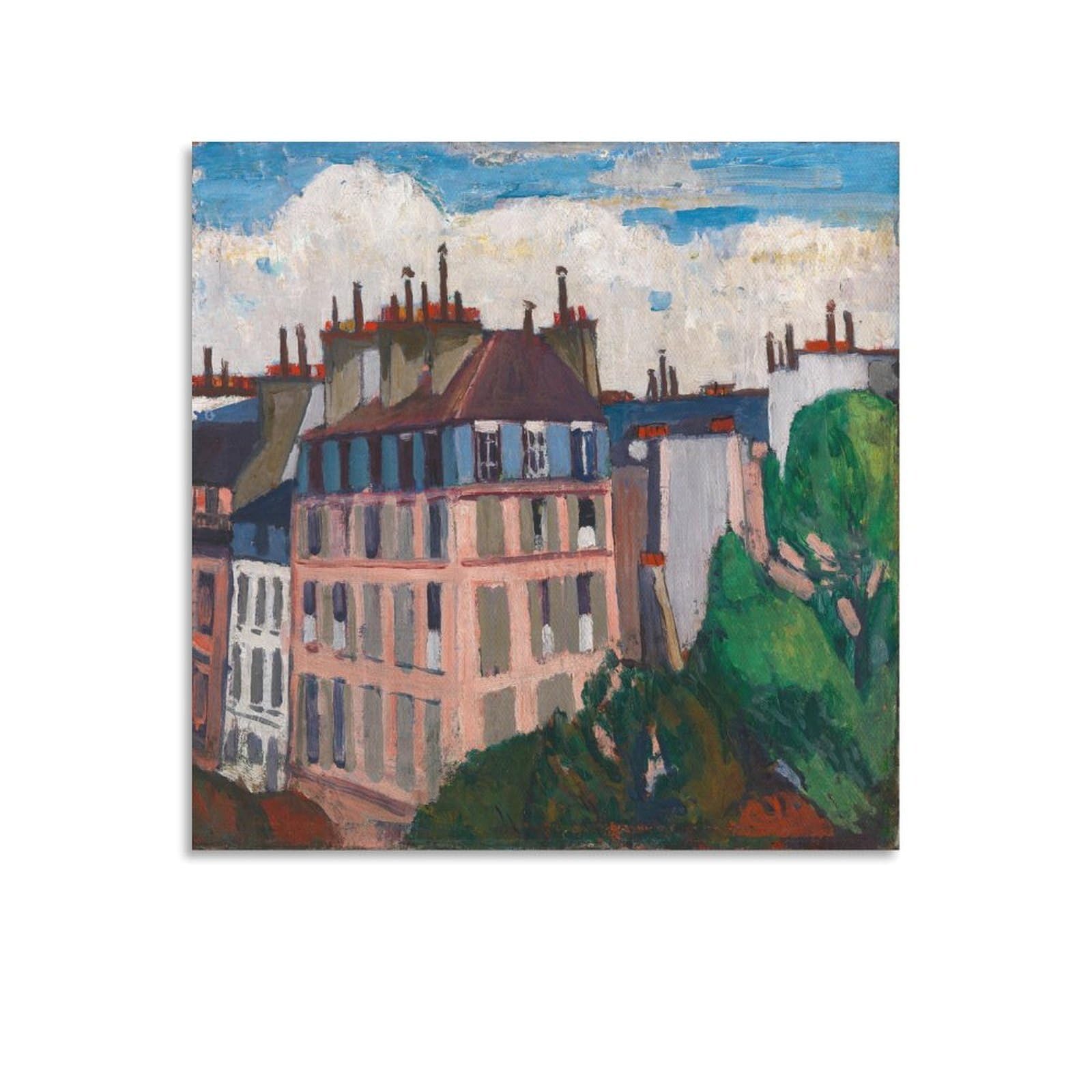 KLAGCBDF Henry Lyman Sayen Rooftops Canvas Painting Poster Wall Art Decorative Picture Prints Modern Decor 16x16inch(40x40cm)