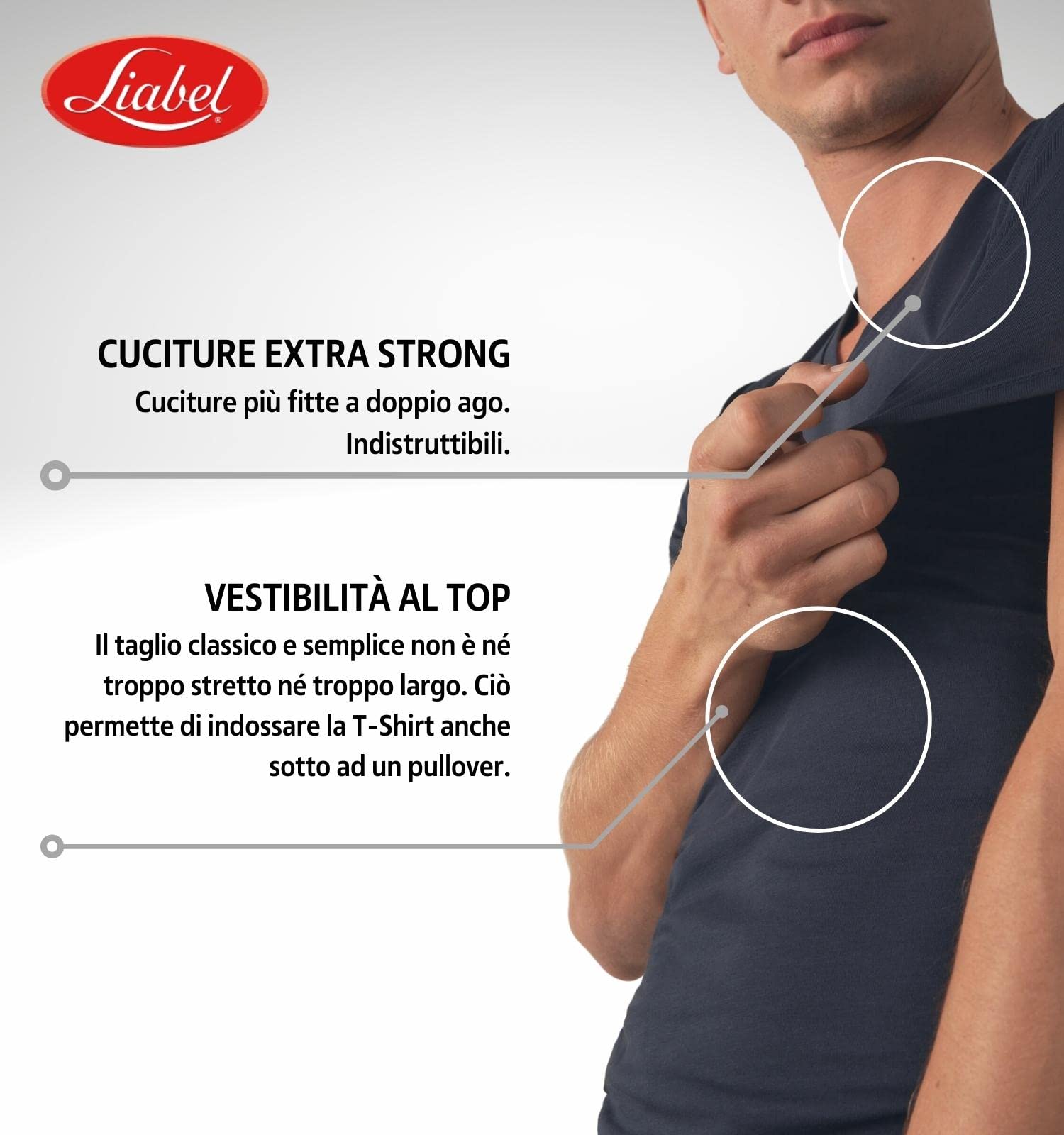 Liabel ® 3 Koszulki Intime Mężczyźni Ciepła Bawełna Termiczna Dekolt w kształcie litery V i szyi Paczka, 3 V Neck Niebieski, L