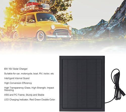 Miniatura 4 de Solar Panel Charger 6W 16V, Portable Solar Battery Maintainer Kit, High Efficiency Intelligent Guard System, Robust Construction for Car,