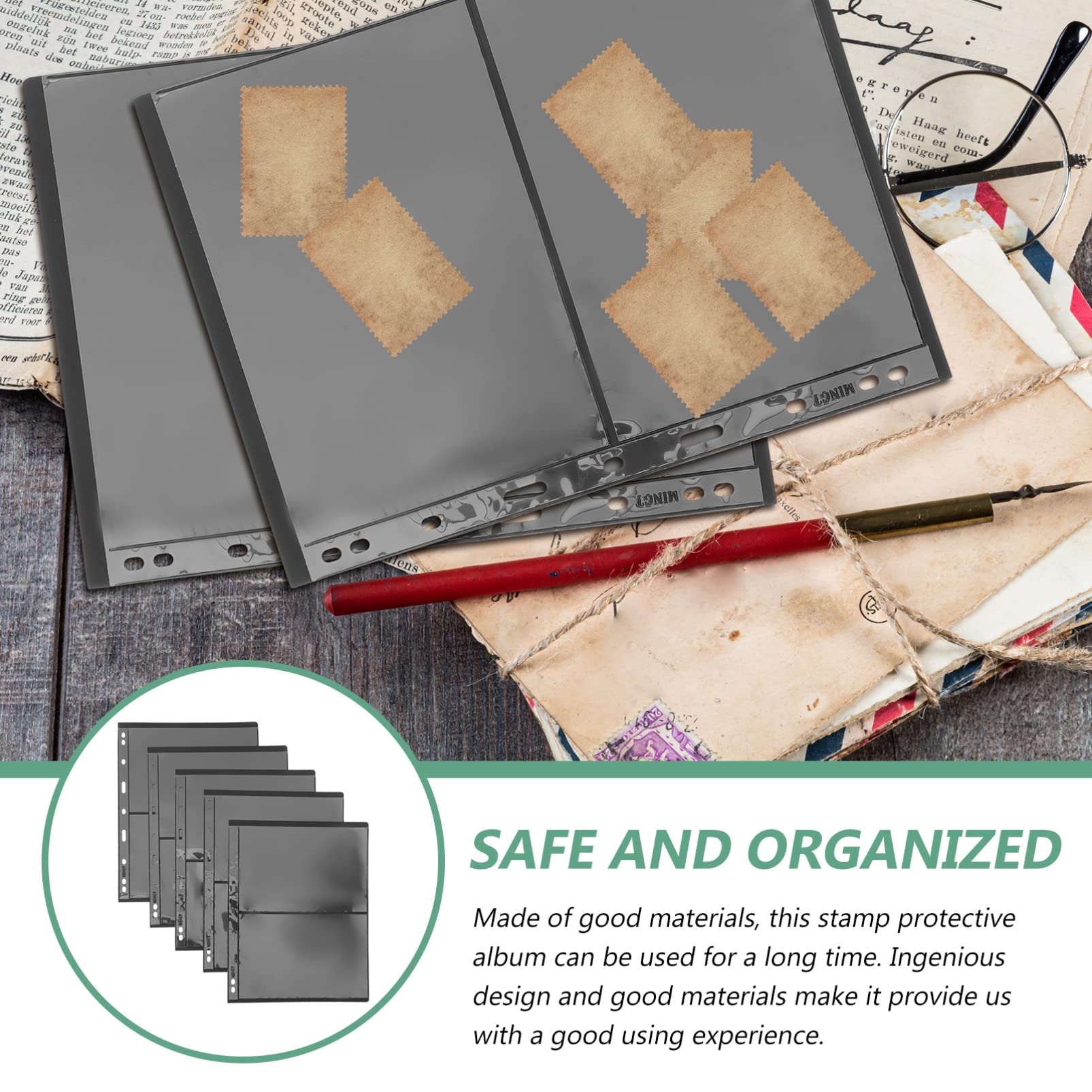 Pages D'Album Pour Timbres 10 Pièces - Poches Transparentes Double Face, PVC, Pour Collection