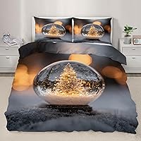 Vista 12 de Juego de funda de edredón nórdica de Navidad, estilo nórdico, copos de nieve, juego de ropa de cama con ciervos de Navidad, funda de edredón Navidad