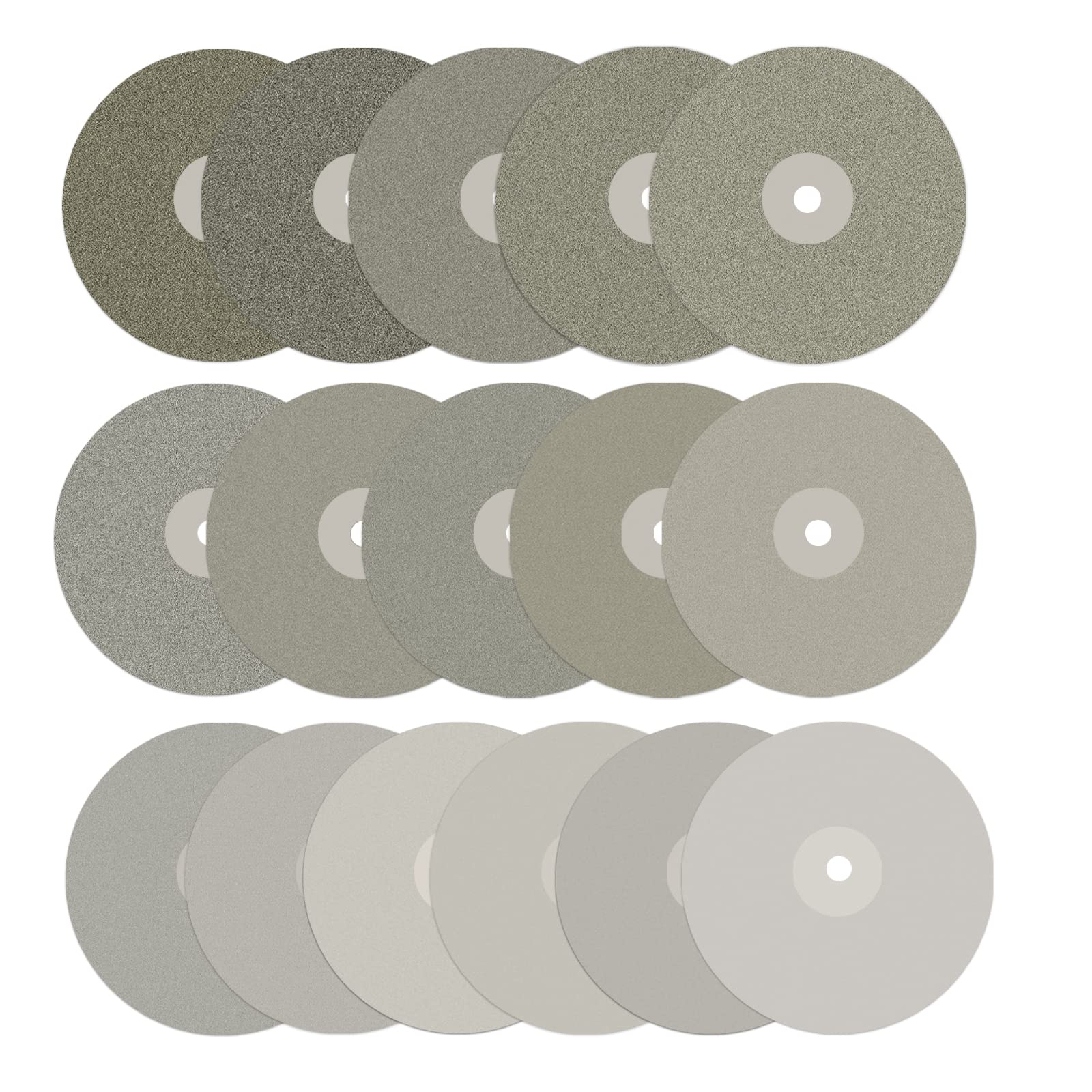 DZQ 16 discos planos de diamante para rueda de regazo de 6 x 1/2 pulgadas, grano abrasivo 50 60 80 100 120 240 260 320 400 600 1000 1200 1500 2000 2500 300 0 para cortar o Piedra de lijado y vidrio
