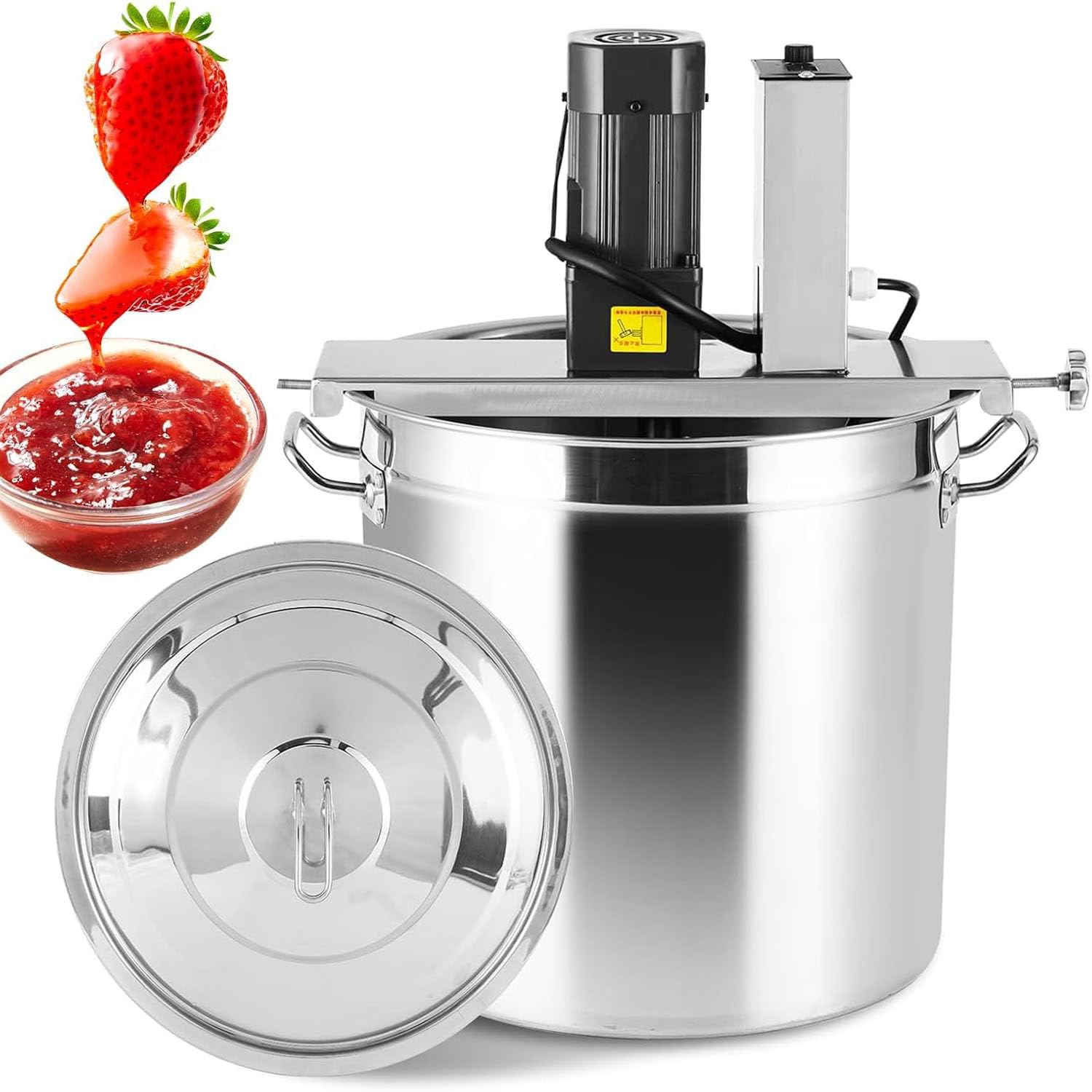 UORDBY Electric Jam Mixer, Automatic Jam Blender, Stainless Steel Automatic Blender with 4 Blade Scraper, Adjustable Stirring Speed for Making Jams, Sauces and Toppings 40L