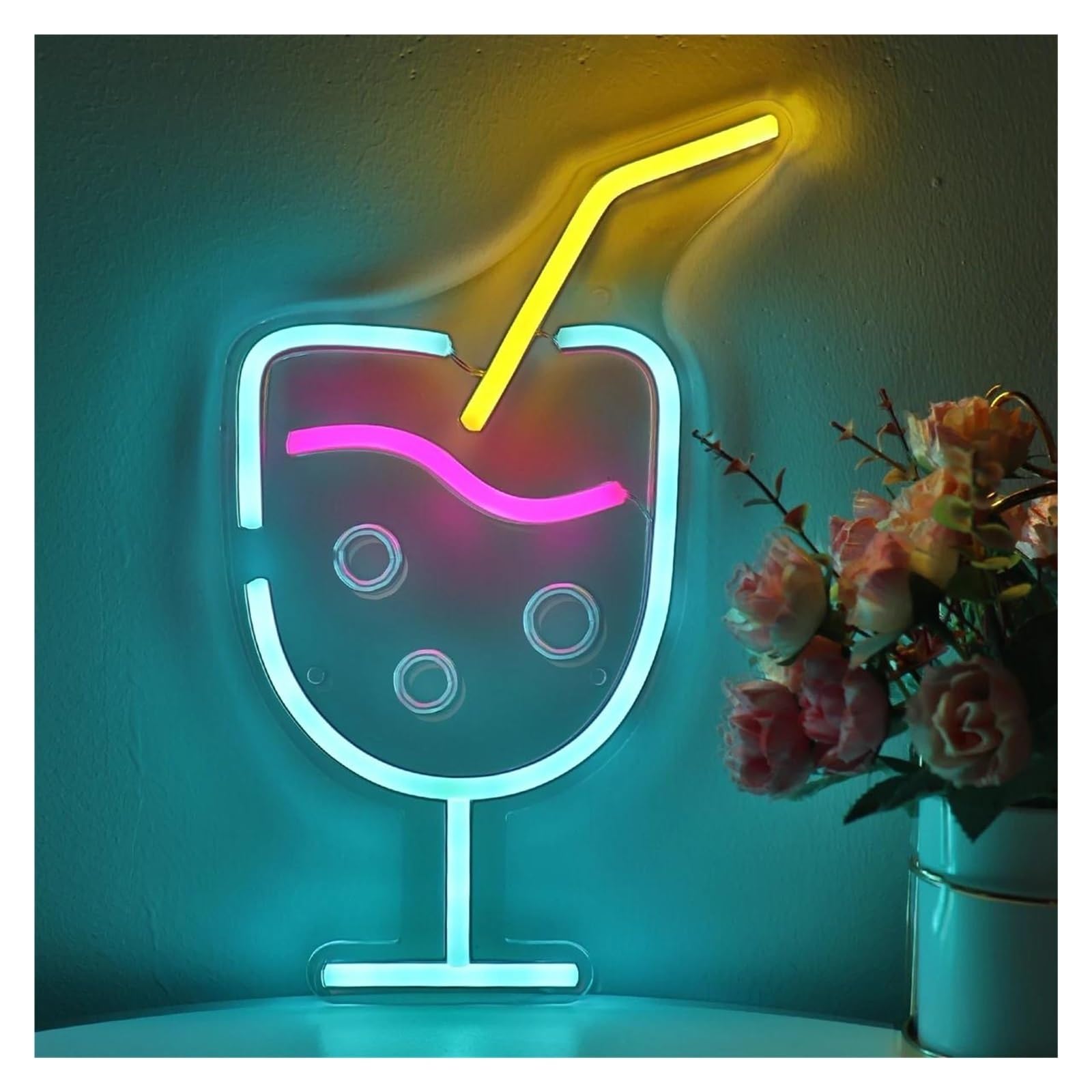 Insegna luminosa al neon Cocktails Juice Goblet per insegna al per neon per alimentazione per USB dimmerabile per luce per