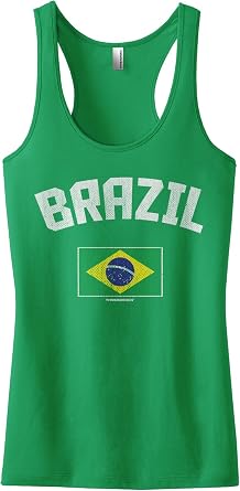Threadrock Womens Brazil Brazilian Flag Racerback Tank Top