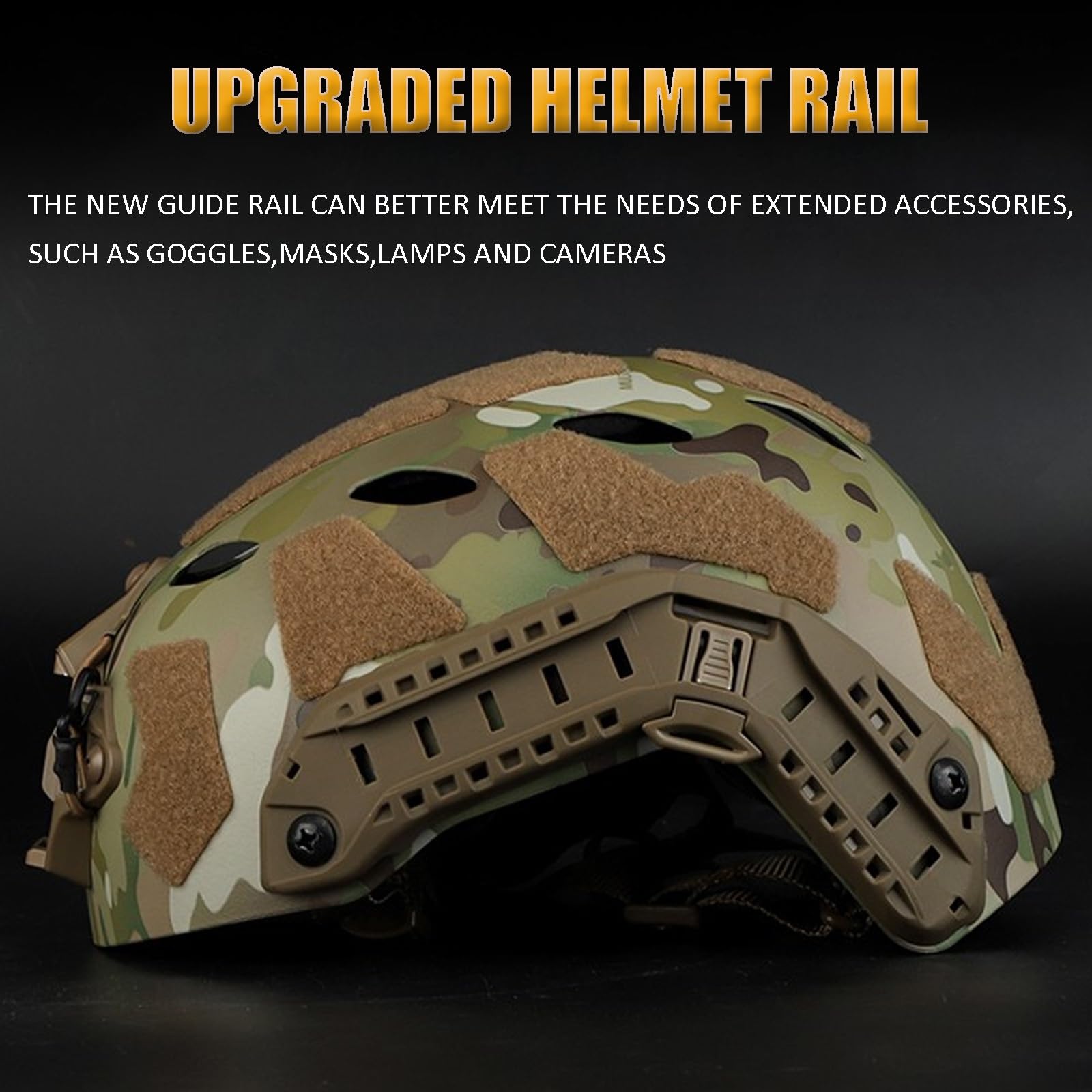 Casco Tattico da Softair con Supporto NVG e Sistema di Guide Modulari, Traspirante e Leggero per Giochi di Sopravvivenza, Tiro e Caccia