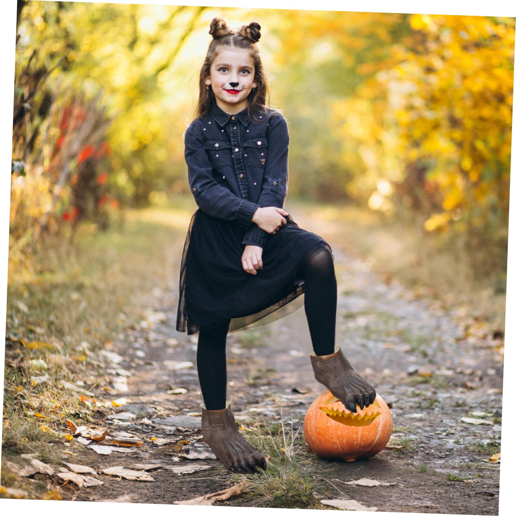 Healeved 2 Paires Horreur Patte de Loup Garou Couverture Halloween Carnaval Déguisement Effrayant Accessoire Unique Marron