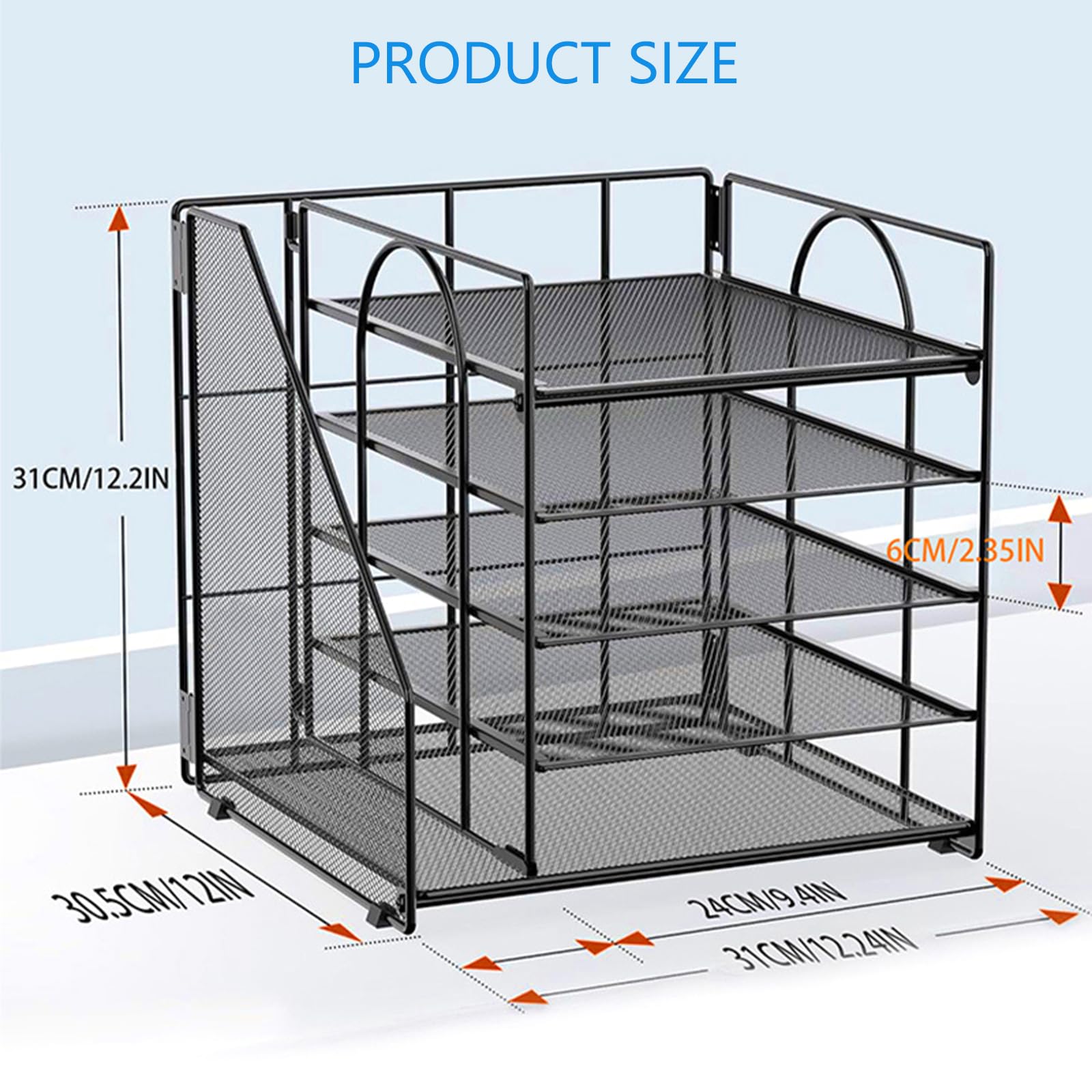 Organizer per documenti in metallo a 5 livelli con scaffale per libri, accessori per la casa e la scuola, salvaspazio, per la gestione dei file da scrivania