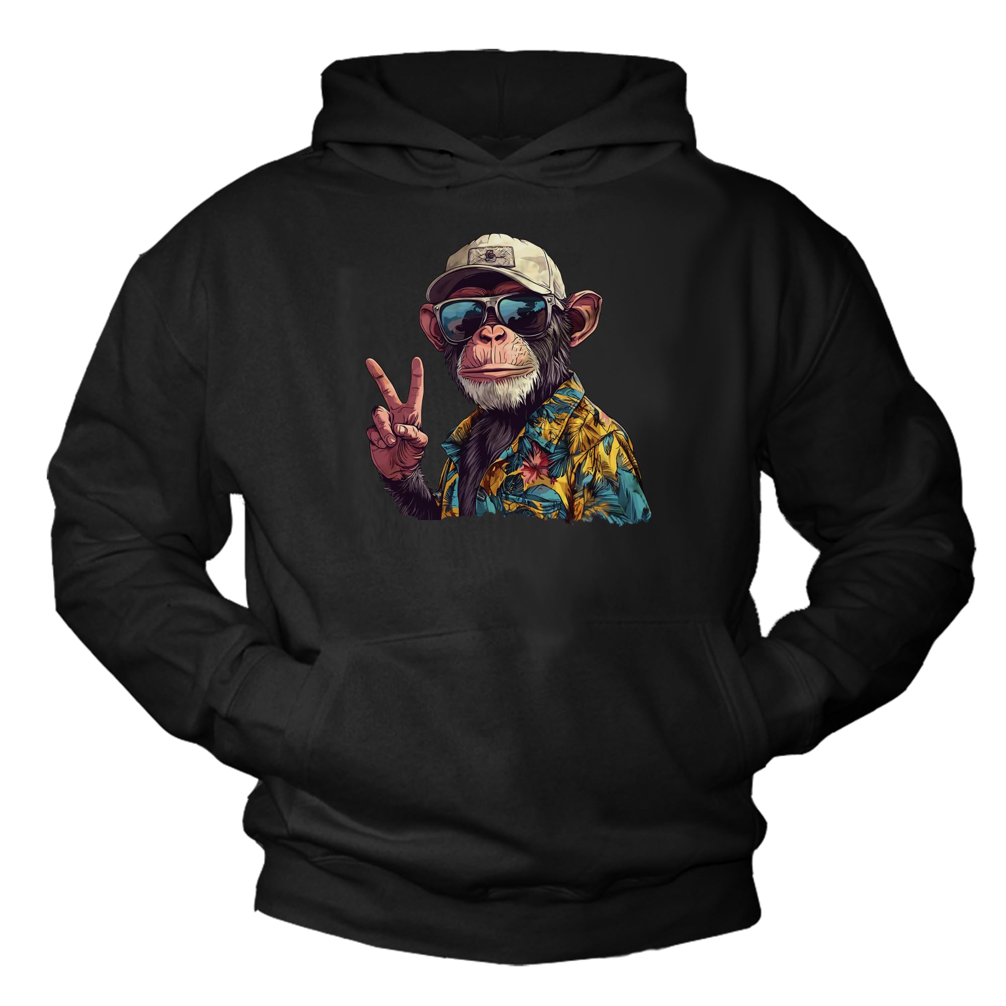 MAKAYA Sudadera con Capucha Hombre Mono - diseño Divertido Retro con Gafas Estilo Vintage