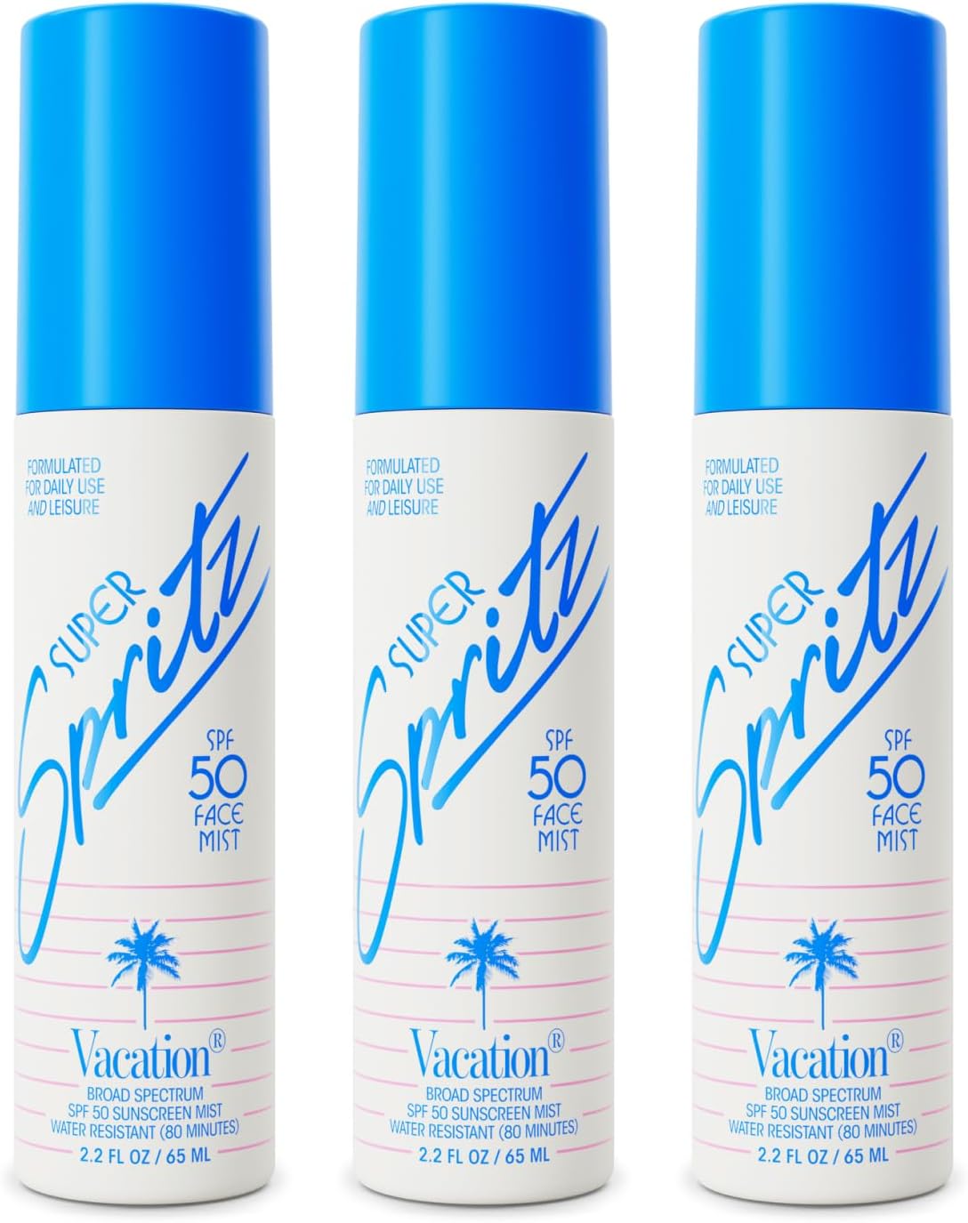 Vacation Super Spritz SPF 50 Sunscreen Face Mist 3-Pack, Daily Face Sunscreen Spray, SPF Face Spray, Sunscreen Spray for Face, Face Mist Sunscreen, 2.2 fl. Oz. (Pack of 3)