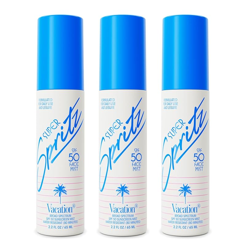 VACATION Super Spritz Protetor Solar Facial em Spray FPS 50, Pacote com 3