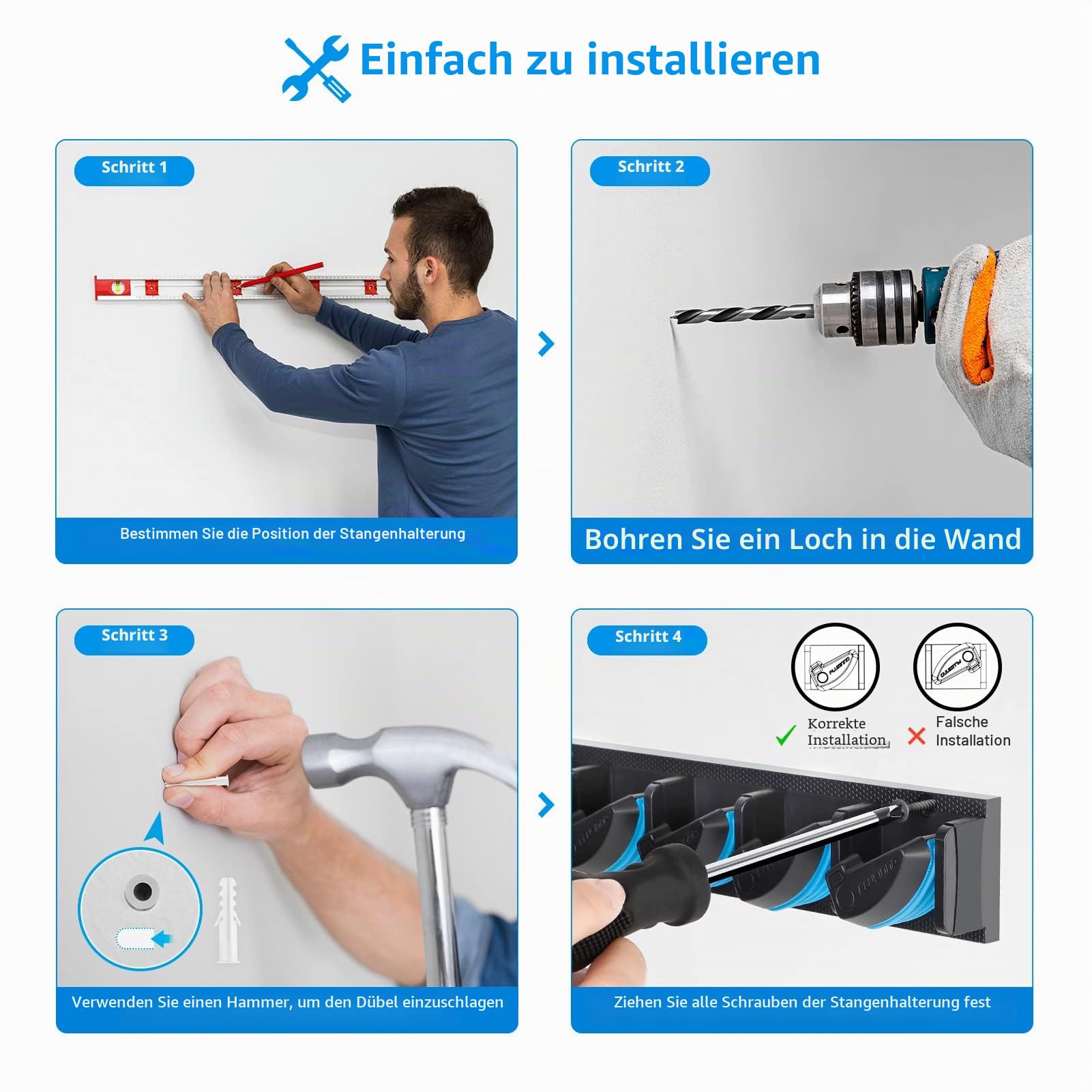 PLUSINNO Vertikaler Angelrutenhalter, Wandmontage, Angelrutenhalter für bis zu 18 Ruten oder Kombinationen, Angelrutenhalter für Garage, passend für die meisten Ruten mit einem Durchmesser von 3-19 mm