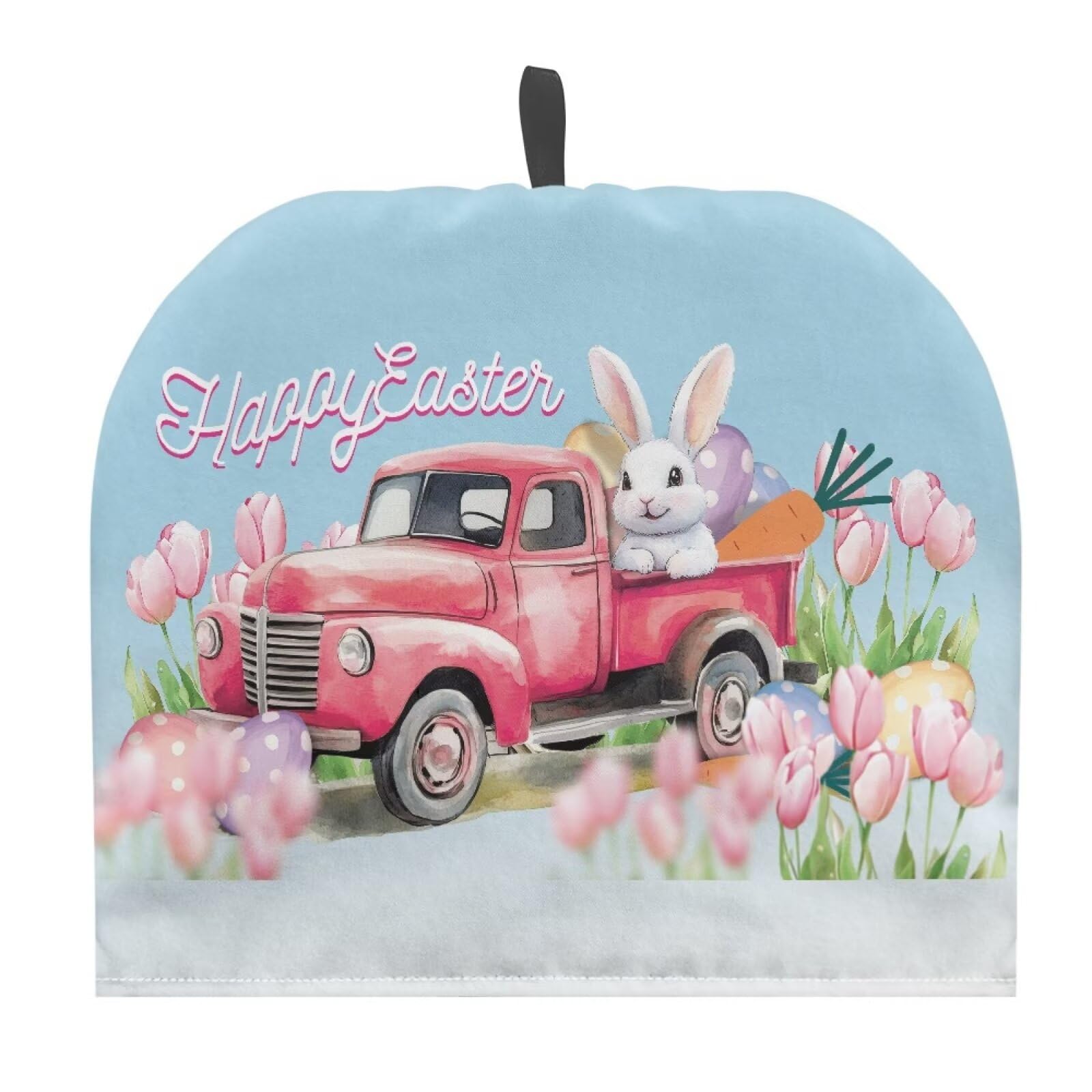 Coloranimal Easter Bunny Car Print Teapot Cozy Cover Insulated Tea Pot Dust Cover with Top Handle Tea Cozy Cute Easter Theme Lightweight Coffee Pot Protector Insulated Teapot for Keeping Warm
