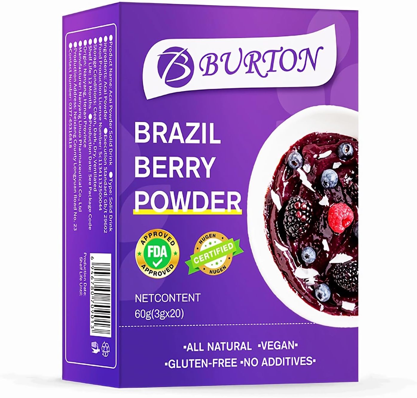 Organic Acai Berry Powder – 100% Pure Freeze-Dried Acai Fruit Powder, Superfood Rich in Antioxidants for Smoothies and Bowls, Vegan and Gluten Free