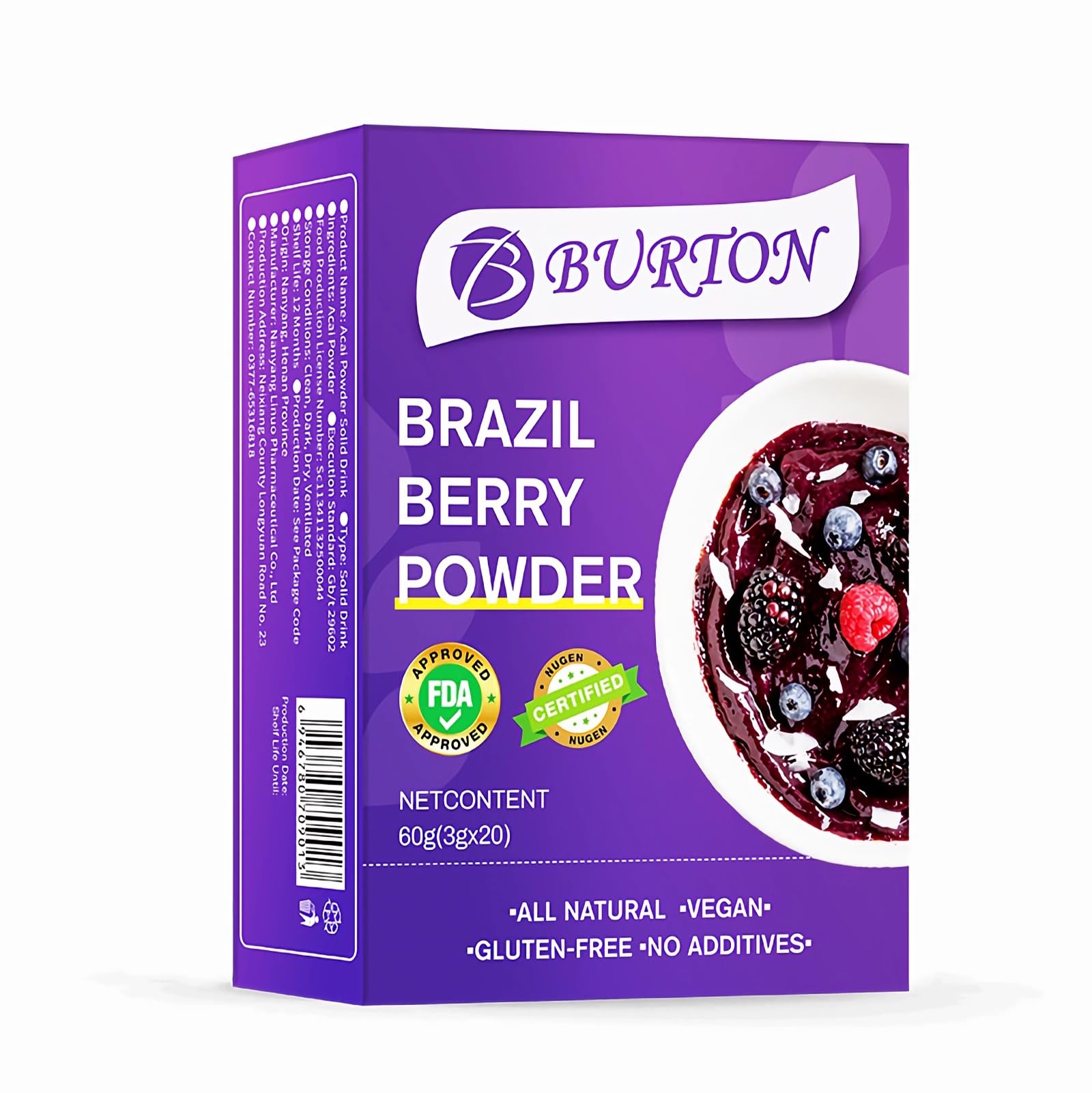 Poudre de Baies D'açaï Bio - Poudre de Fruits D'açaï Lyophilisée 100% Pure, Superaliment Riche en Antioxydants pour Smoothies et Bols, Végétalien et Sans Gluten