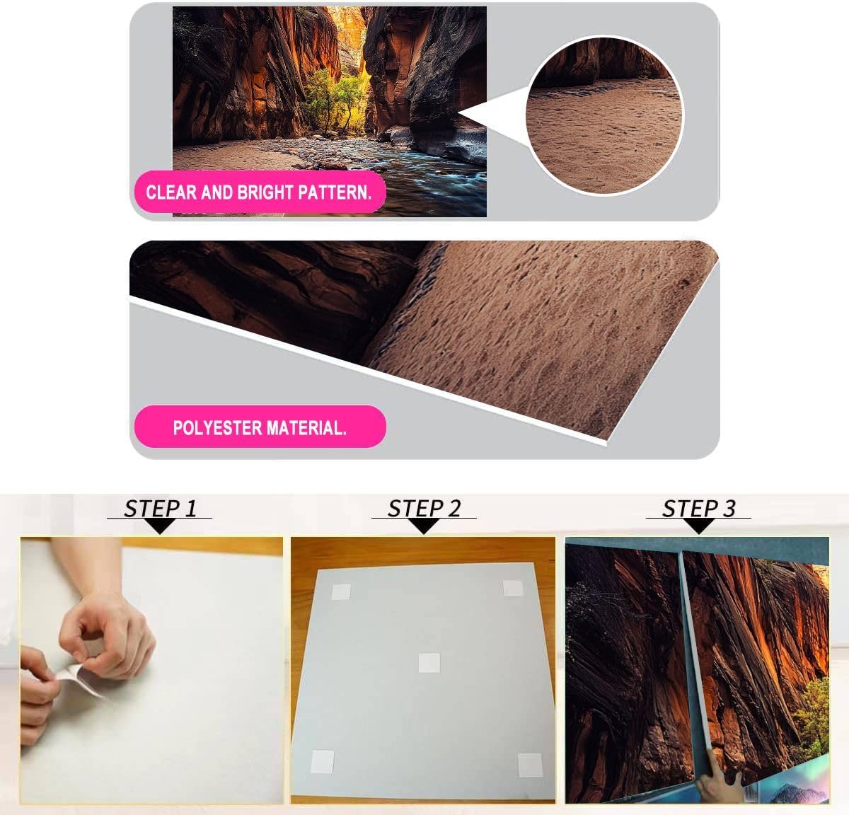 Art Acoustic Panels Self Adhesive Wall street Narrows Zion National Park Utah 6 Packs Decorative Soundproof Wall Panels Large Sound Absorbing Panels for Home Office 48"x72"