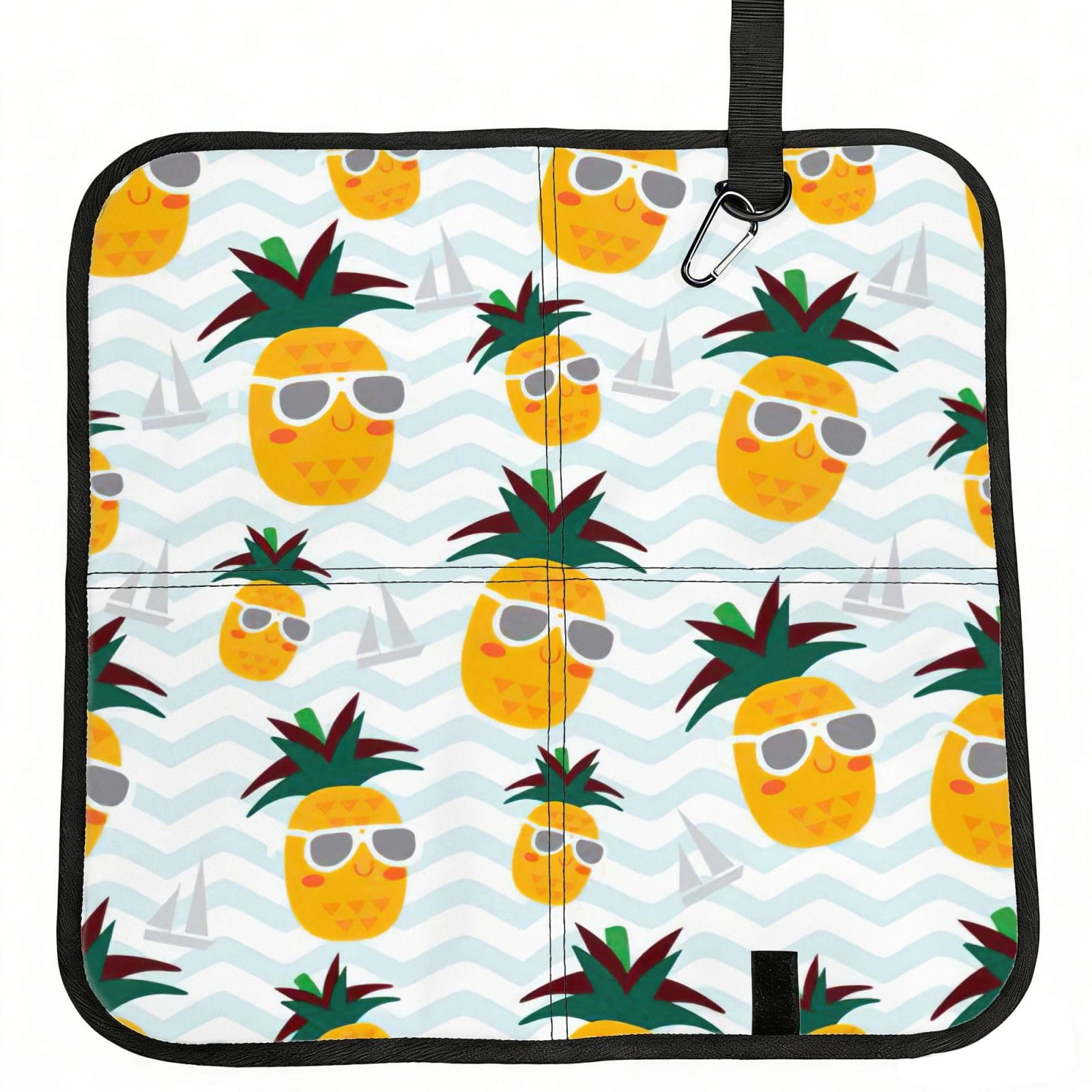bghdfa Cute Pineapple Print Outdoor Sitting Mat Waterproof Oxford Cloth Seat Cushion Folding Foam Camping Seat For Picnic
