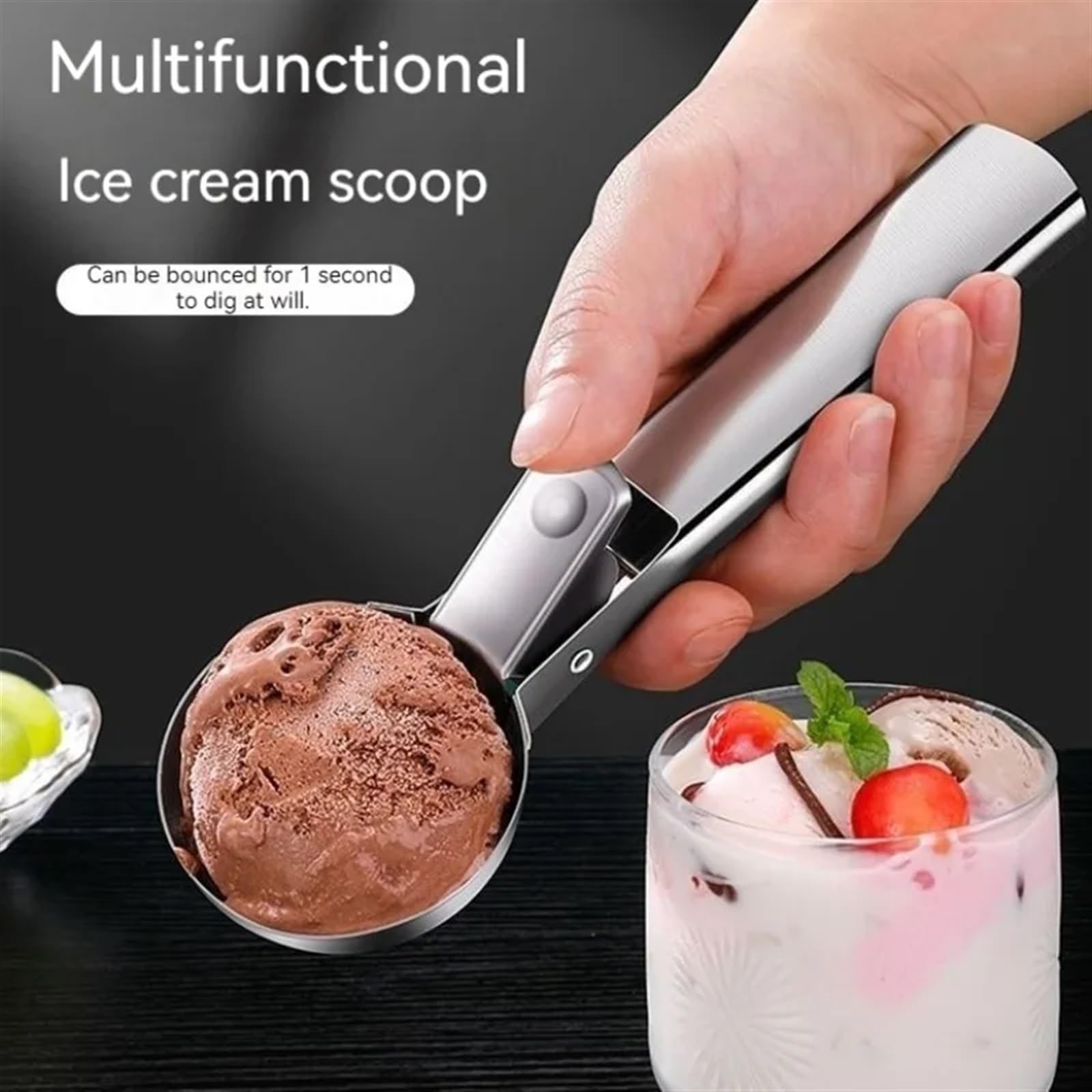 Cuillere A Glace Cuillère à glace, cuillère en acier inoxydable, cuillère à glace, cuillère à lait chaud à la pastèque CuillèRe à Glace(S-3 PCS)
