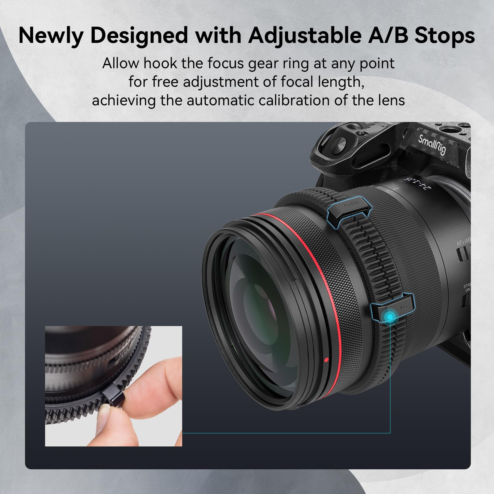 SMALLRIG Seamless Follow Focus Ring Set (4 Pezzi), con AB Stop e Gomma Antiscivolo, Anello di Messa a Fuoco Standard M0.8, Compatibile con SMALLRIG Follow Focus - 4187
