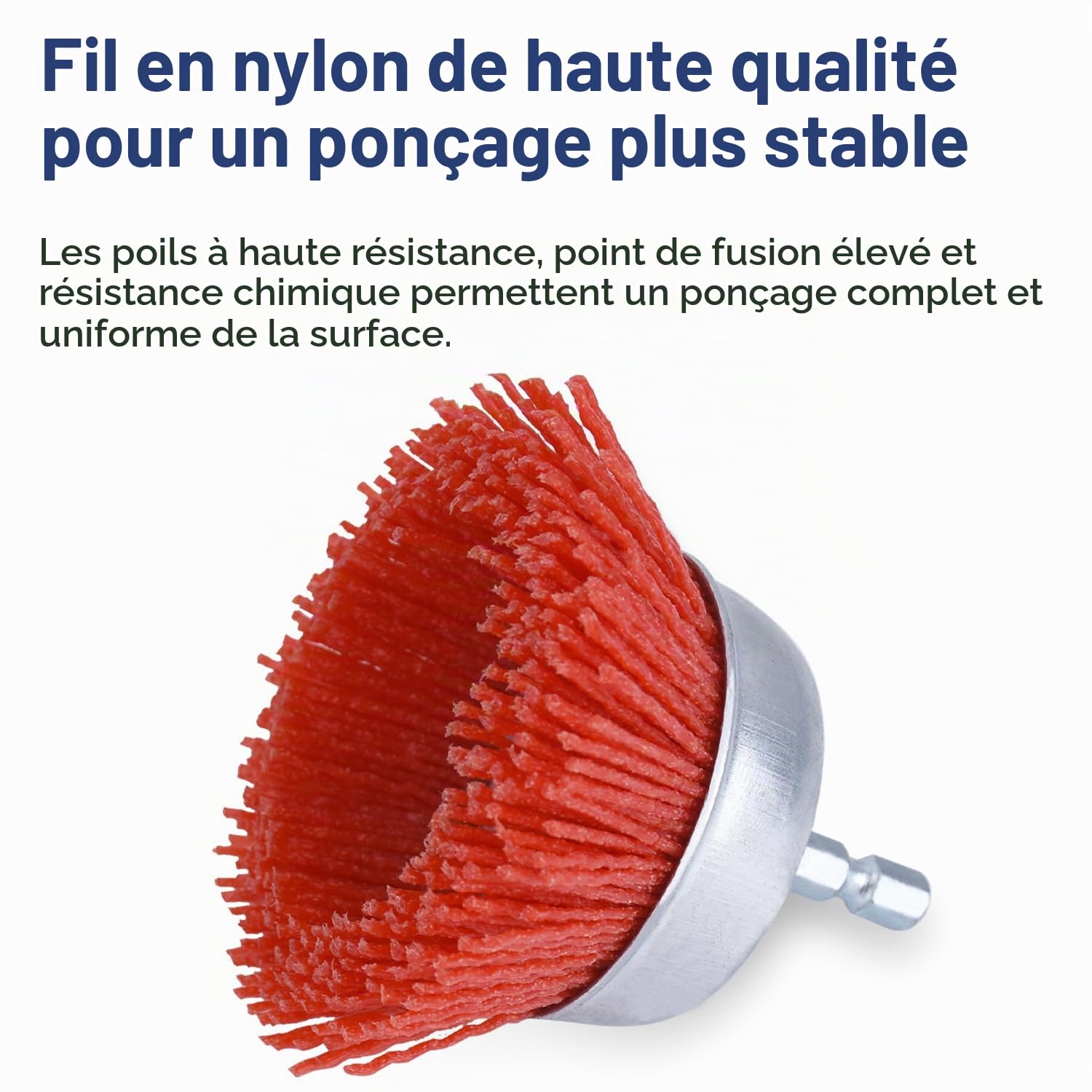 Brosse en nylon - Lot de 7 brosses en nylon pour perceuse avec tige 1/4 tige en nylons - Meuleuse d'angle - Brosses abrasives pour enlever la rouille - Couleur