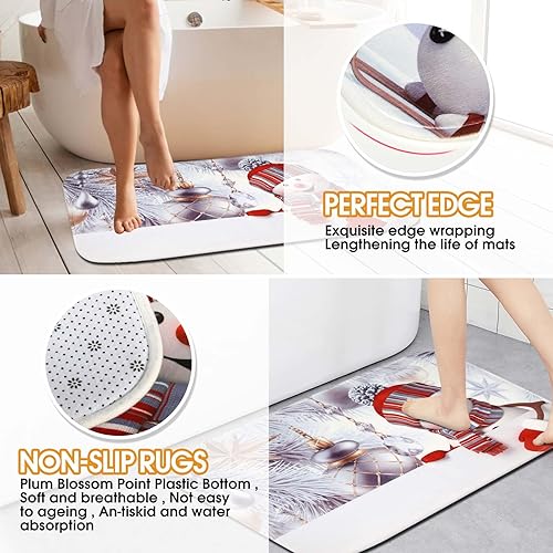 Miniatura 4 de Christmas Shower Curtain Sets with Non-Slip Rugs and Toilet Lid Cover,Xmas Winter Snowman Bath for Bathroom 4 Piece Set with 12 Hooks, Waterproof
