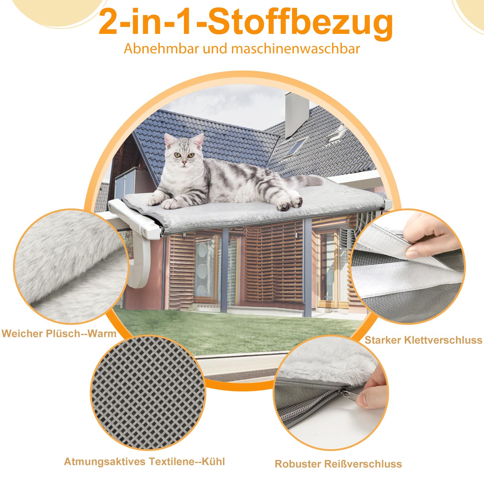 GUUSII HOME Katzenliege Balkon Fensterhängematte für Heizung Heizkörper 56 * 34.5cm Hängematte für Katzenfenster Katzen Fensterliege Fensterplätze Katzenbett Fensterbank Fensterliegeplatz (S)