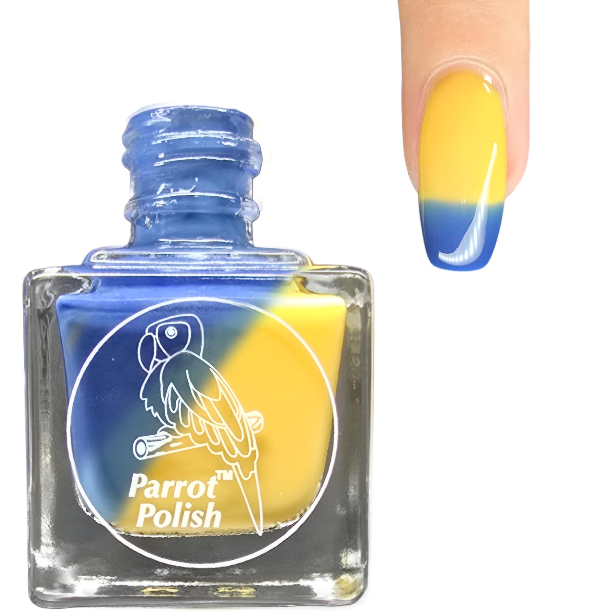 Parrot Polish Thermal Color Changing Nail Polish, Blue to Yellow Quick Dry Lacquer, Temperature Change Nail Enamel, Forget Me Not, 0.5 Fl Oz
