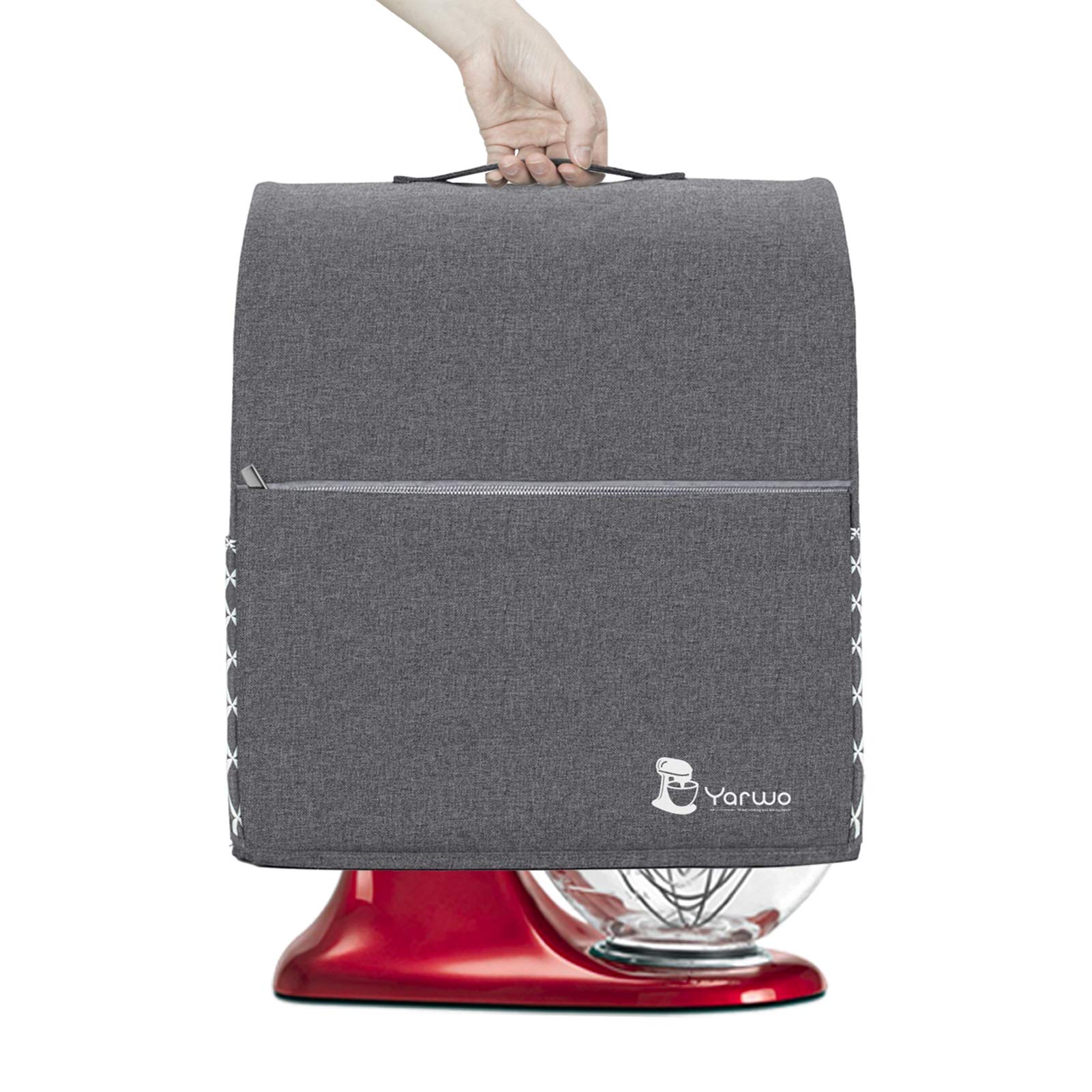 Yarwo Copertura Antipolvere per Robot da Cucina, Copertina di Protezione per Impastatrice Planetaria, per la 4,3 Litri e 4,8 Litri KitchenAid Robot da Cucina(Piccolo, Grigio con Motivo Ovale)
