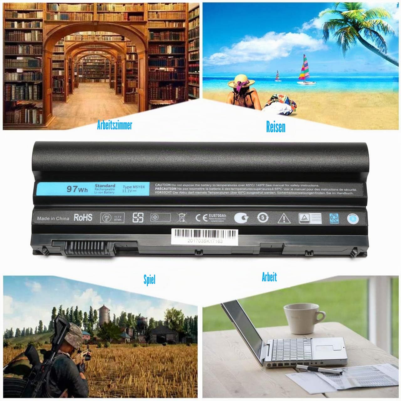 ANTIEE 97WH M5Y0X Laptop Akku für Dell Latitude E6420 E6430 P25G001 E6520 P14F001 E6530 E5420 E5520 E5430 E5530 P28G-001 E6440 E6555 40 P2 9F001 Vostro 3460 3560 Precision M2800 N3X1D T54FJ