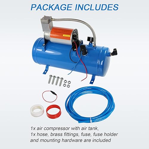 Miniatura 2 de JDMSPEED Nuevo compresor de aire 150PSI DC 12V con tanque de 6 litros 1.6 galones para cuernos de tren neumáticos de autocaravana