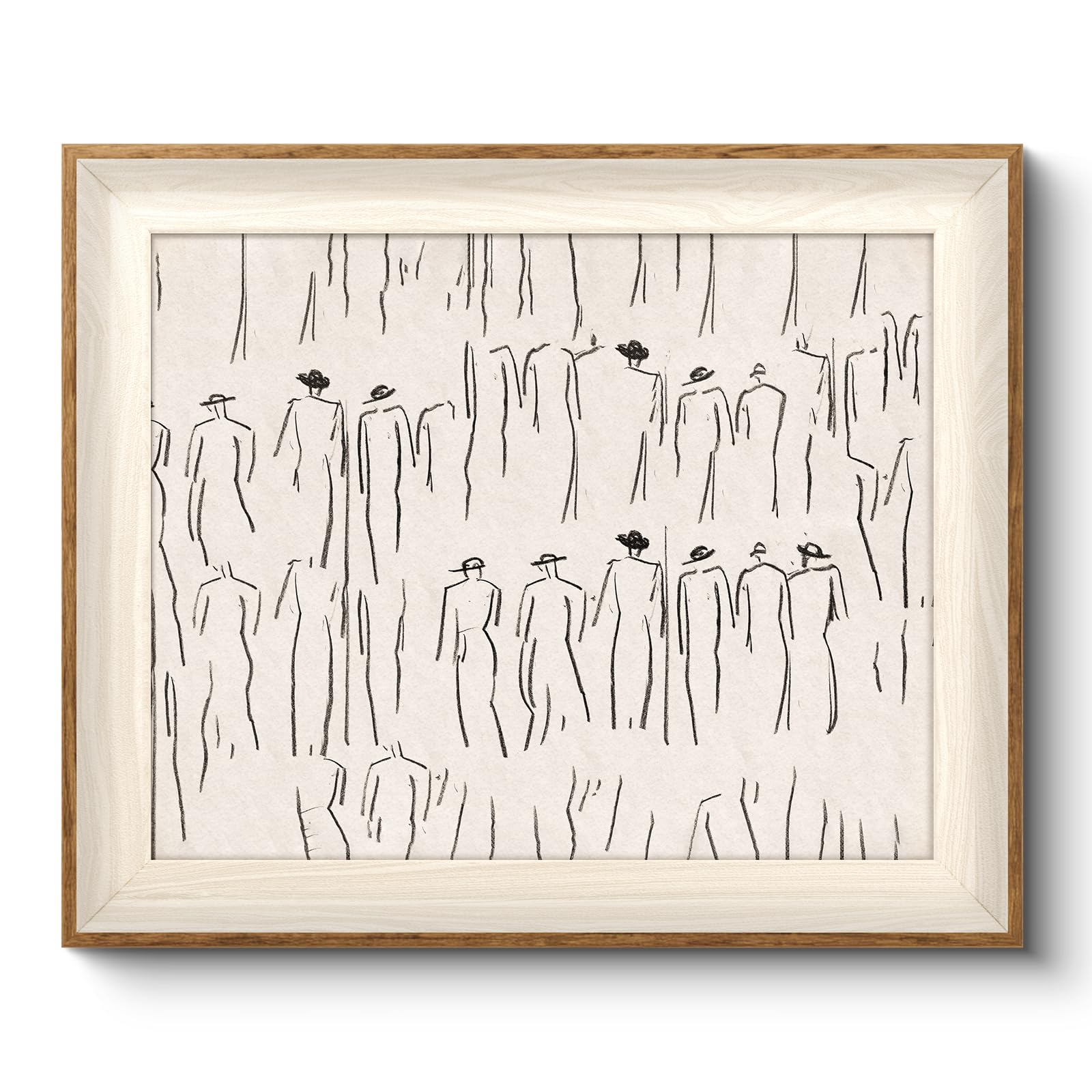 VIYYIEA Abstract Framed Canvas Wall Art Room Decor Minimalist Portrait Artwork Wall Decorations Vintage Canvas Prints Bathroom Line-Drawn Wall Pictures Farmhouse Office Home Decor