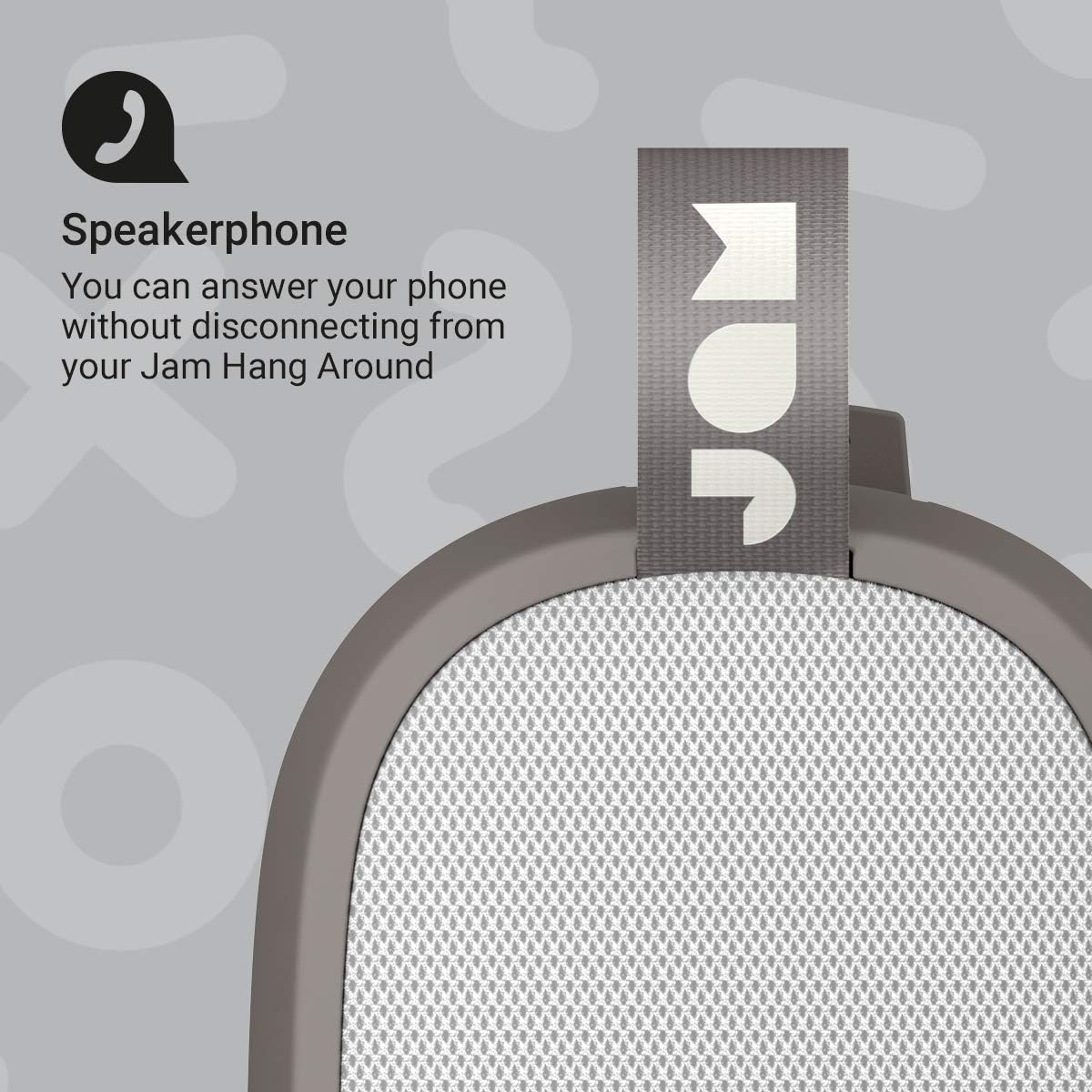 JAM Hang Around, Pairable Waterproof Bluetooth Speaker 100 ft. Range, 20 Hour Playtime, Dust-Proof, Drop-Proof IP67 Rating Built-in Speakerphone, Aux-In Port, USB Charging Gray