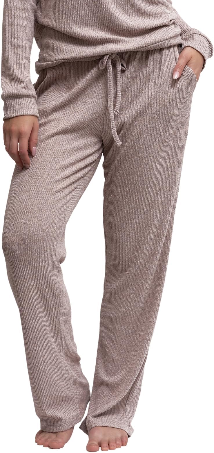 Hello Mello CuddleBlend Womens Comfortable Lounge Wide Leg Pajama Pants Elastic Waistband with Side Pockets