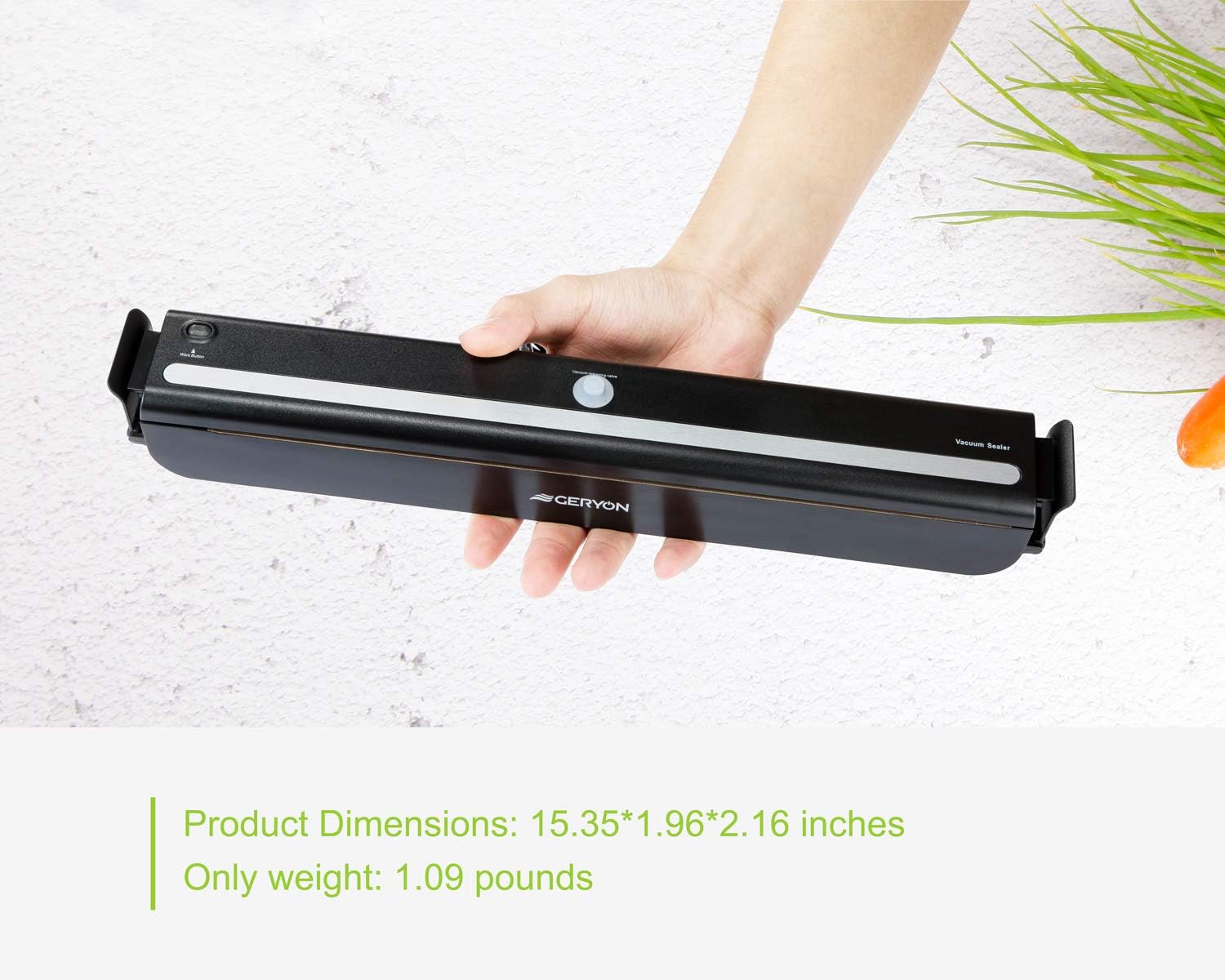 GERYON Vacuum Sealer, Automatic Food Sealer Machine with Starter Bags for Sous Vide, Black