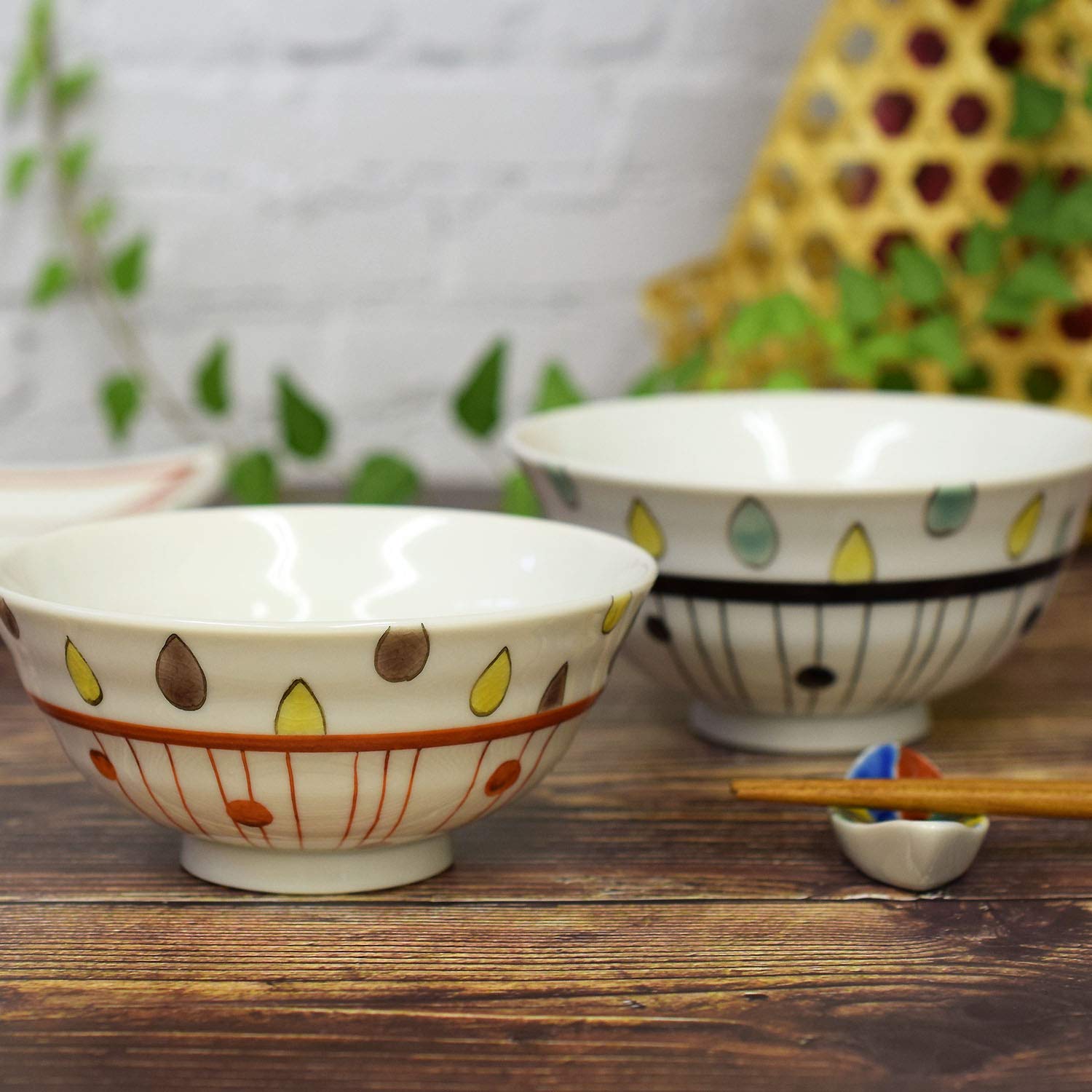 Amazon | 和座の蔵 ペア お茶碗 おしゃれ 食器 九谷焼 夫婦茶碗 しずく