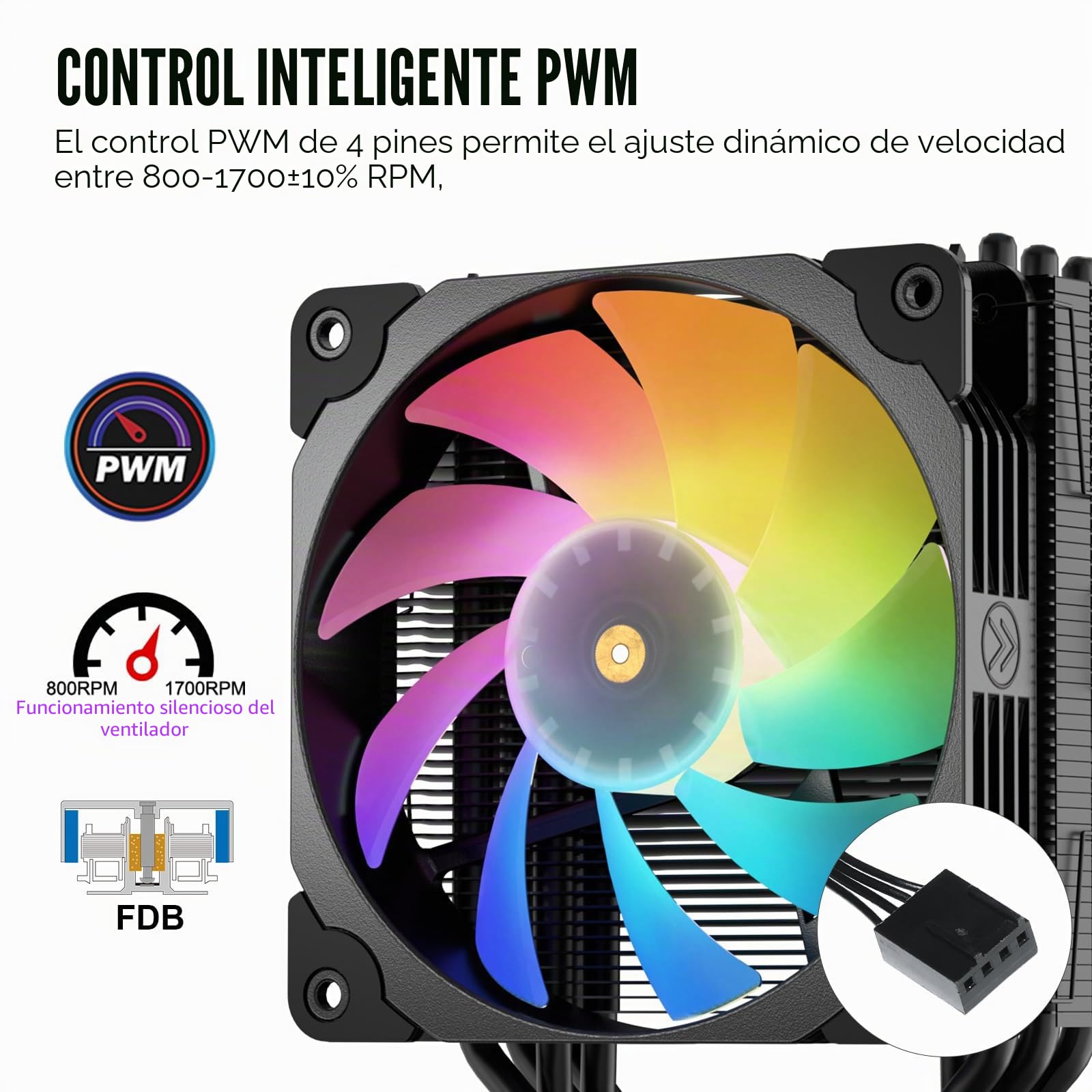 Vetroo Enfriador de aire de CPU V5 con 5 tubos de calor de 120 mm PWM para Intel LGA 1700/1200/115X AMD AM5/AM4 con sincronización de luces RGB direccionables (V5, negro)