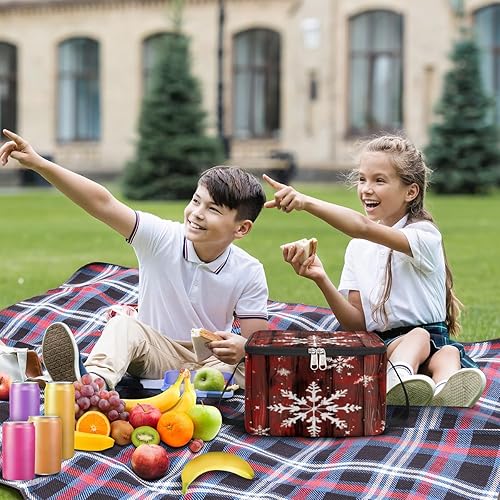Miniatura 3 de Bolsa de almuerzo aislada con diseño navideño para mujer, reutilizable, bolsa cuadrada de comida para adultos y hombres, lonchera más fresca para