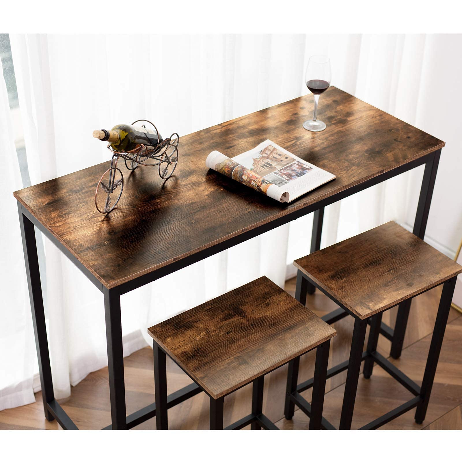 HOOBRO Bar Stools Set of 2, Industrial Kitchen Breakfast Bar Stools