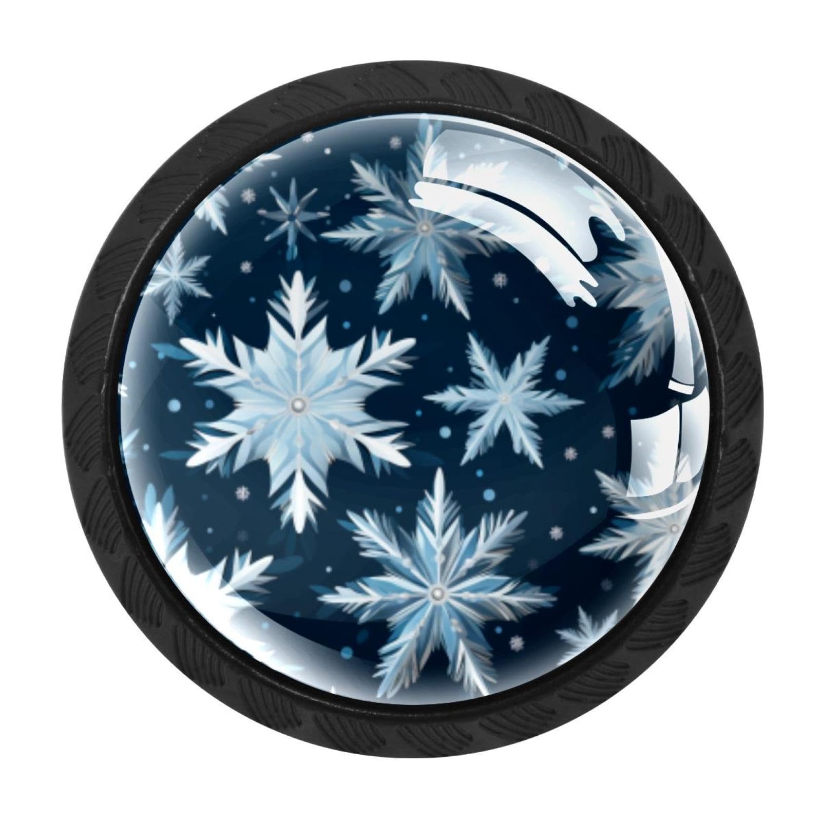 CHENZZZZ 4PCS Christmas Snow Dresser Knob Round Glass Drawer Knobs Pulls Cabinet Handle for Home Kitchen Office Bathroom Wardrobe Cupboard
