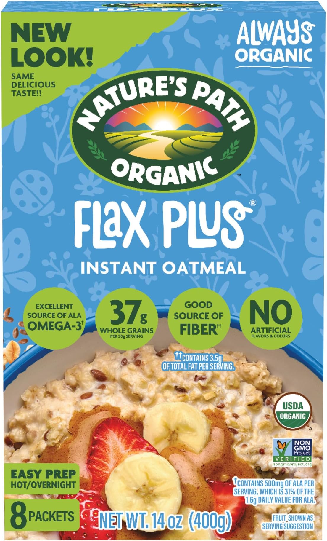 Organic Flax Plus Instant Oatmeal, 14 oz (Pack of 1), Non-GMO