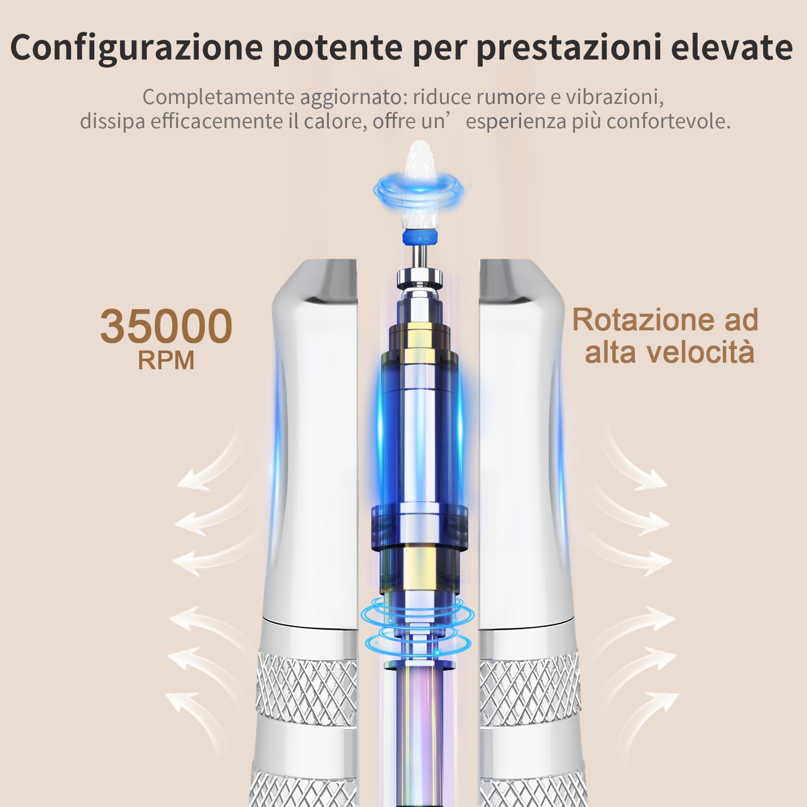 Fresa per Unghie Professionale 35000 RPM, Set Manicure Elettrico con Base di Ricarica e 7 Frese, Lima per Unghie Elettrica Portatile Ricaricabile, Trapano Elettrico per Rimozione Gel, Rosa