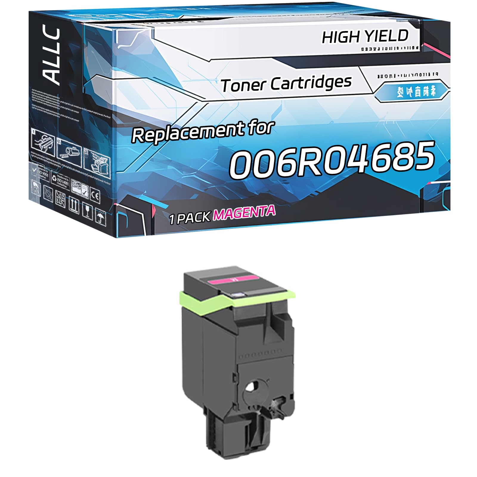 ALLC Compatible for Xerox 006R04685 Toner Cartridges Work for Xerox C410 VersaLink C415DN 006R04686 006R04687 006R04688 Printers, with Chip, High Yield 20500 Pages, Clear Printing (1 Pack Magenta)
