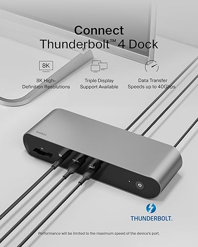 Miniatura 2 de Belkin Estación de acoplamiento Thunderbolt 4 con entrega de energía de 90 W para MacBook y Windows, pantalla 8K/Dual 4K, cable Thunderbolt 4, HDMI,