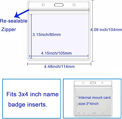 Miniatura 3 de YOUOWO Paquete de 12 portatarjetas de 4 x 3 pulgadas, soporte grande horizontal de 3 x 4 pulgadas, soporte de identificación de nombre grande para