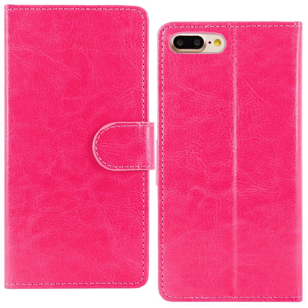 ebestStar - etui kompatybilne z iPhone 7 Plus, iPhone 8 Plus, ze sztucznej skóry, etui na telefon komórkowy (skóra poliuretanowa), przegródki na karty, funkcja stojaka, różowe + szkło pancerne