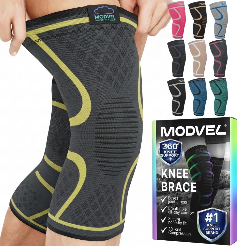 MODVEL Ginocchiera, 2 Tutore a Compressione per Uomini e Donne, Tutore per il Ginocchio per la Corsa, Ginocchiera Ortopedica per Rottura del Menisco, Artrite, e Sollievo da Dolori Articolari