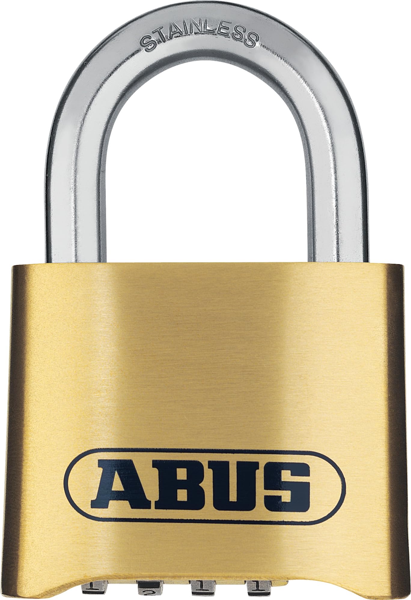 ABUSCombination Lock 180IB/50 - Brass Padlock with 4 Digit Code - Weatherproof and Stainless Steel Shackle for Garage, School, Locker, Warehouse - ABUS Security Level 5 - Brass