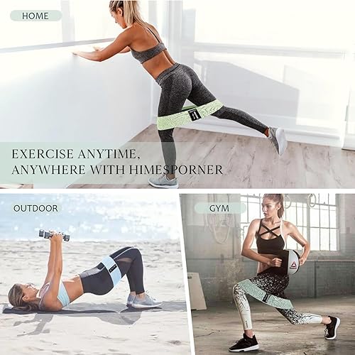 Miniatura 5 de Bandas anchas de resistencia de tela para entrenamiento, bandas antideslizantes de 3 niveles para mujeres y hombres, piernas y glúteos con cintas