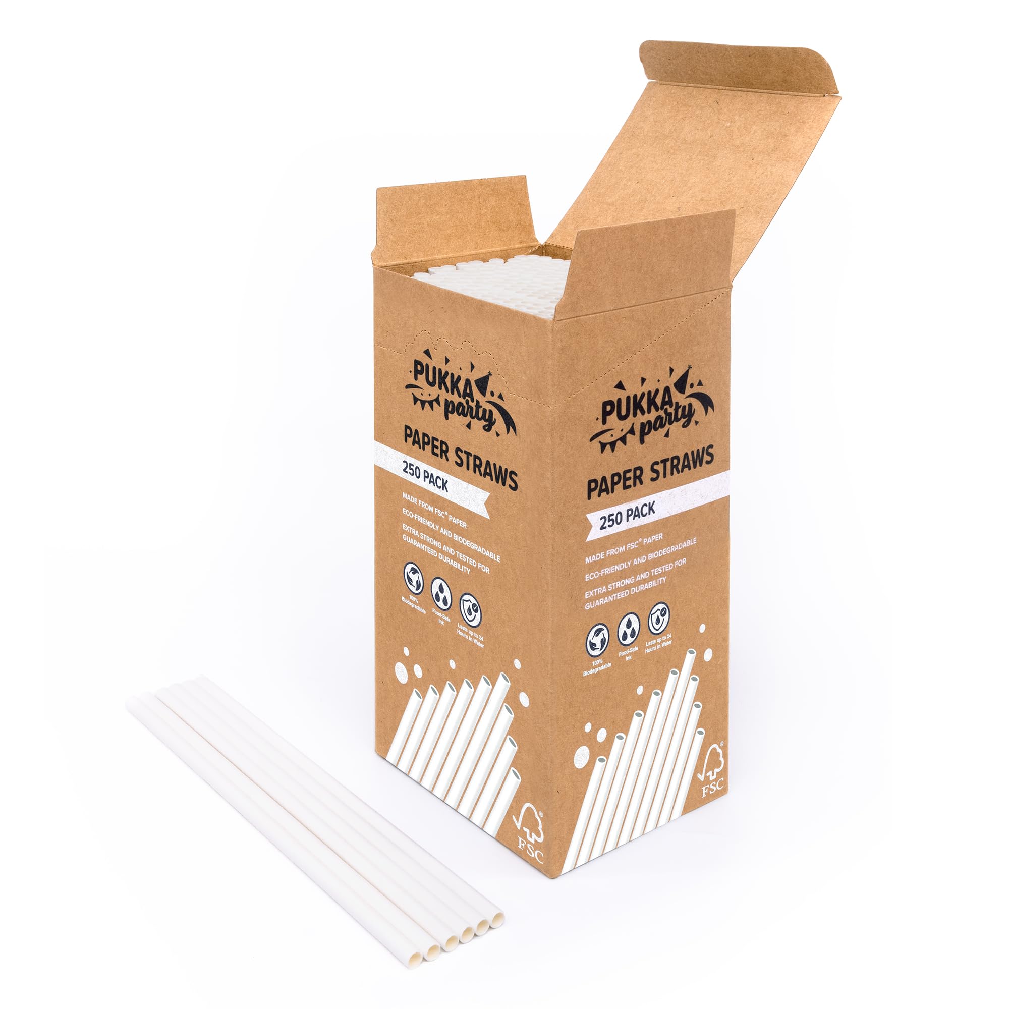 PUKKA party Paper Straws, Pack of 250 Eco-Friendly, Biodegradable Drinking Straws, Extra Strong Durability - Image 3
