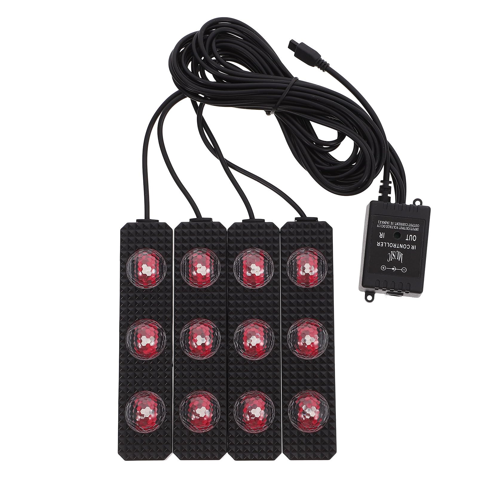 PLAFOPE Lámpara Estroboscópica LED para Interior de Coche Conexión USB, Luz Ambiente Decorativa de PVC y Cristal para Modificación del Habitáculo y Viajes